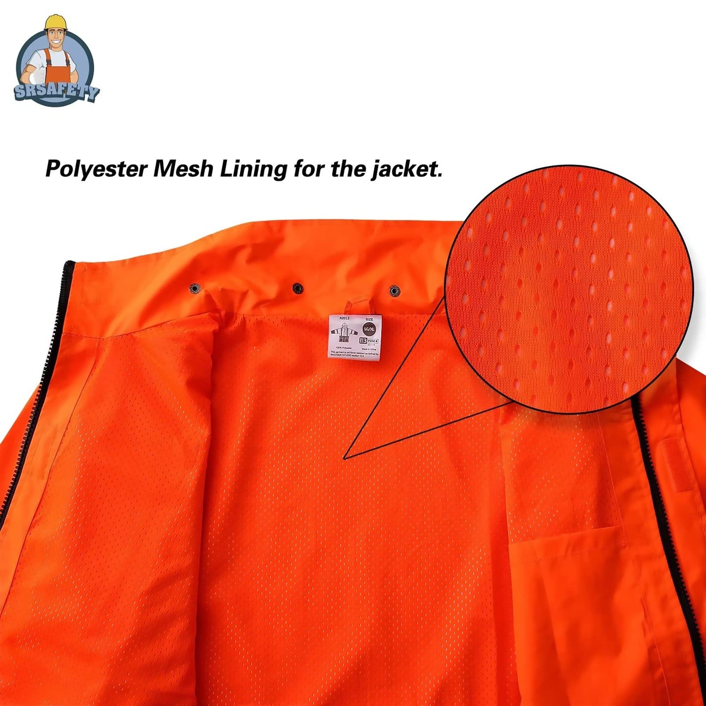 SRsafety High Visibility Rain Gear, Class 3 High Visibility Work Rain Gear for Men, Construction Rain Suits