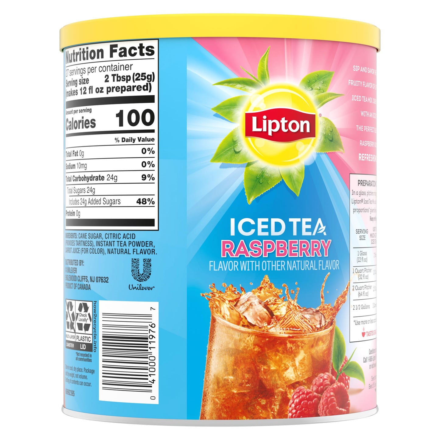 Lipton Lemon Iced Tea Mix, Sweetened, Makes 10 Quarts
