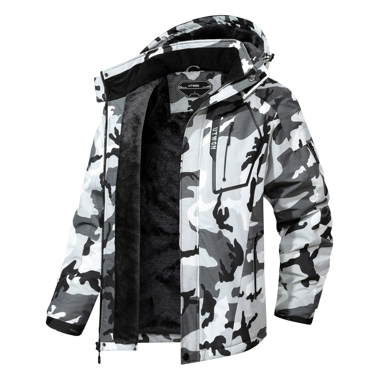 UTWGN Men's Ski Jacket Winter Warm Snow Coat Waterproof Windbreaker Hooded Work Outerwear Snowboarding Jackets
