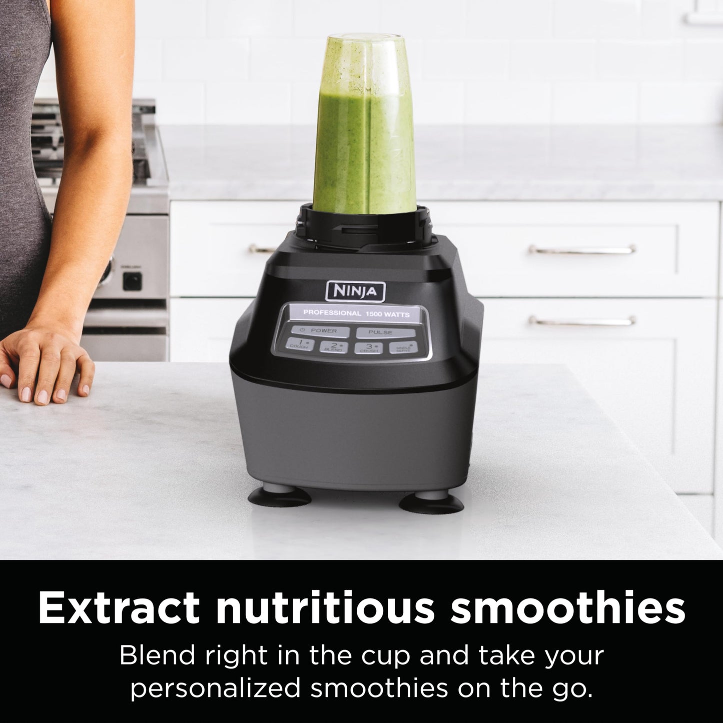 Ninja Blender, Mega Kitchen System, 1500W, 4 Functions for Smoothies, Processing, Dough, Drinks & More, with 72 Blender Pitcher, 64 Processor Bowl, 2 Nutri Cups + Lids, Black, BL770