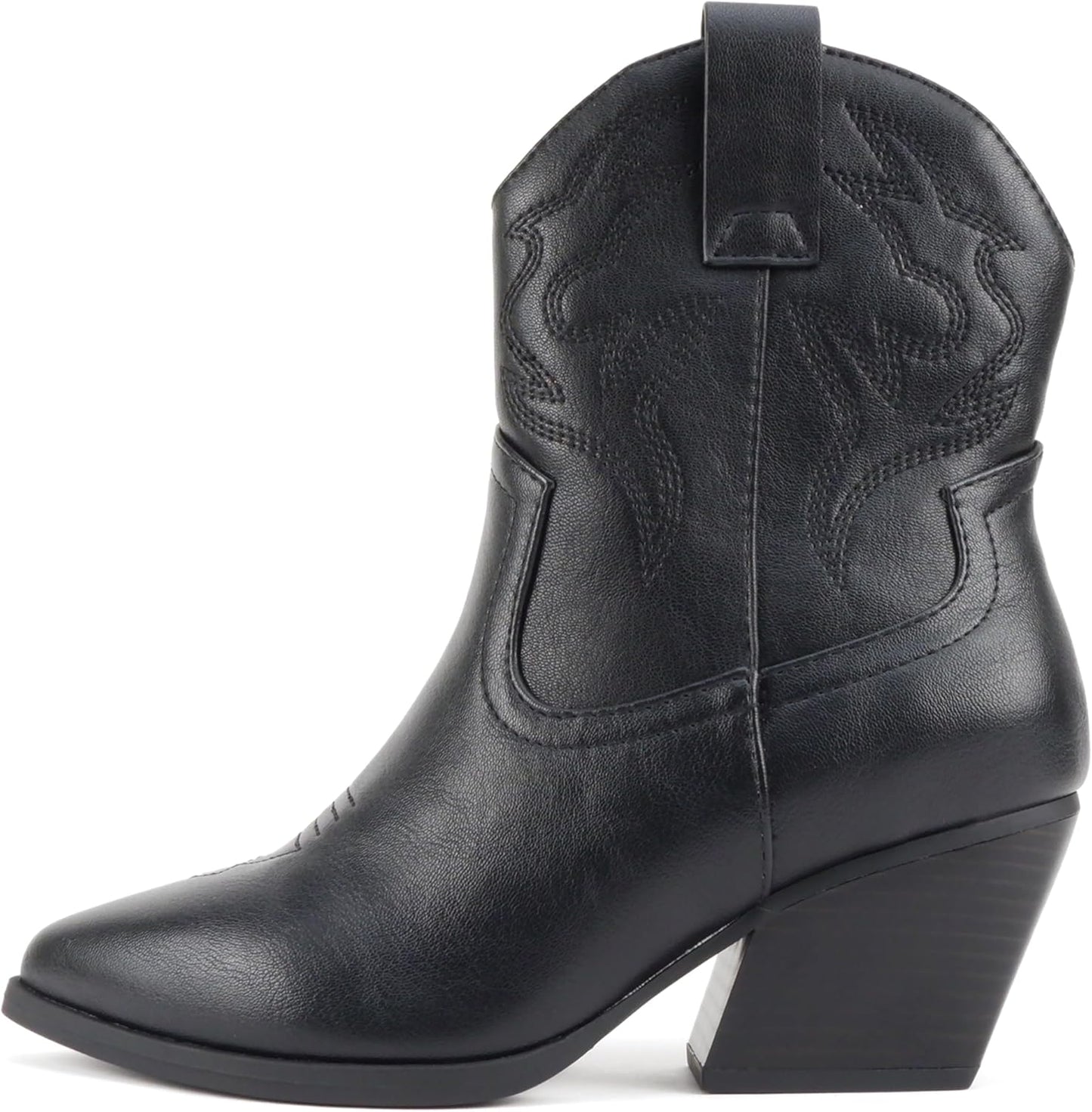 Soda “BLAZING” ~ Women Western Bootie Pointe Toe with Low Heel (Wide Fit Available)