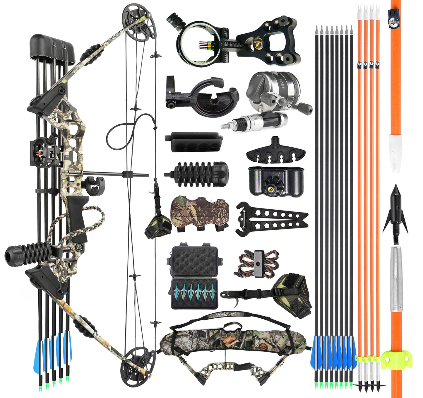 Archery Bowfishing Compound Bow Kit Ready to Fish Kit with Bowfishing Reel, Bow Fishing Arrows Right & Left Handed for Adult/Youth Fishing Hunting Target Shooting