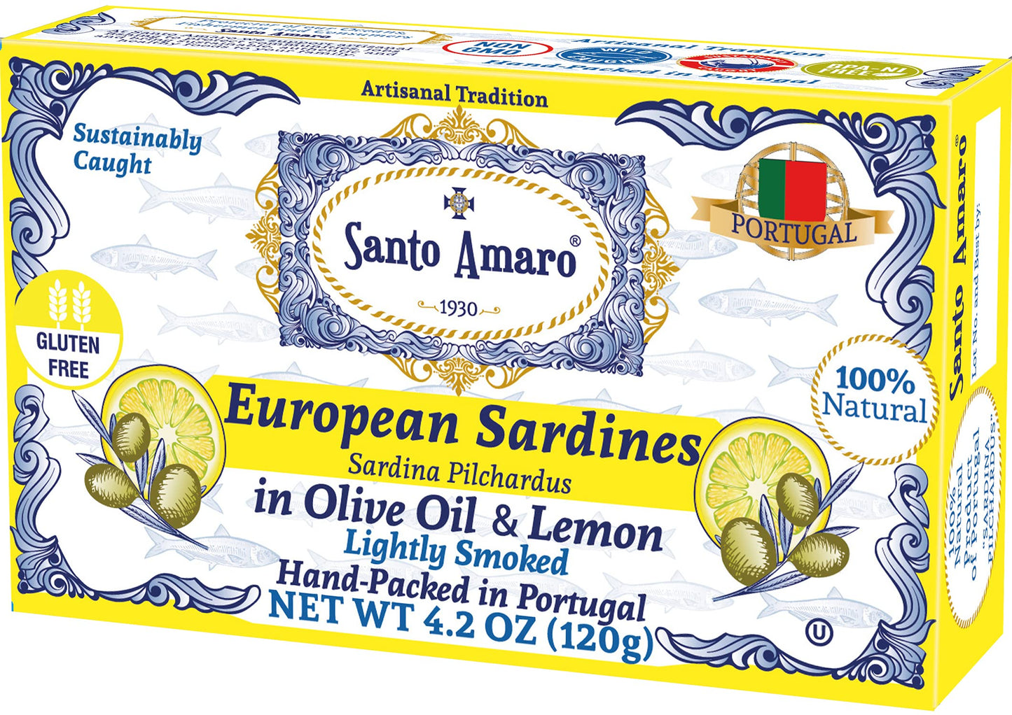 Santo Amaro - 6 Flavor Variety Pack Sampler European Wild Sardines - Virgin Olive Oil - Tomato Sauce from Puree - Virgin Olive Oil & Spicy Red Piri Piri Pepper - Spring Water - Virgin Olive Oil & Lisbon Lemon - Tomato Puree with Spicy Red Piri Piri Pepper