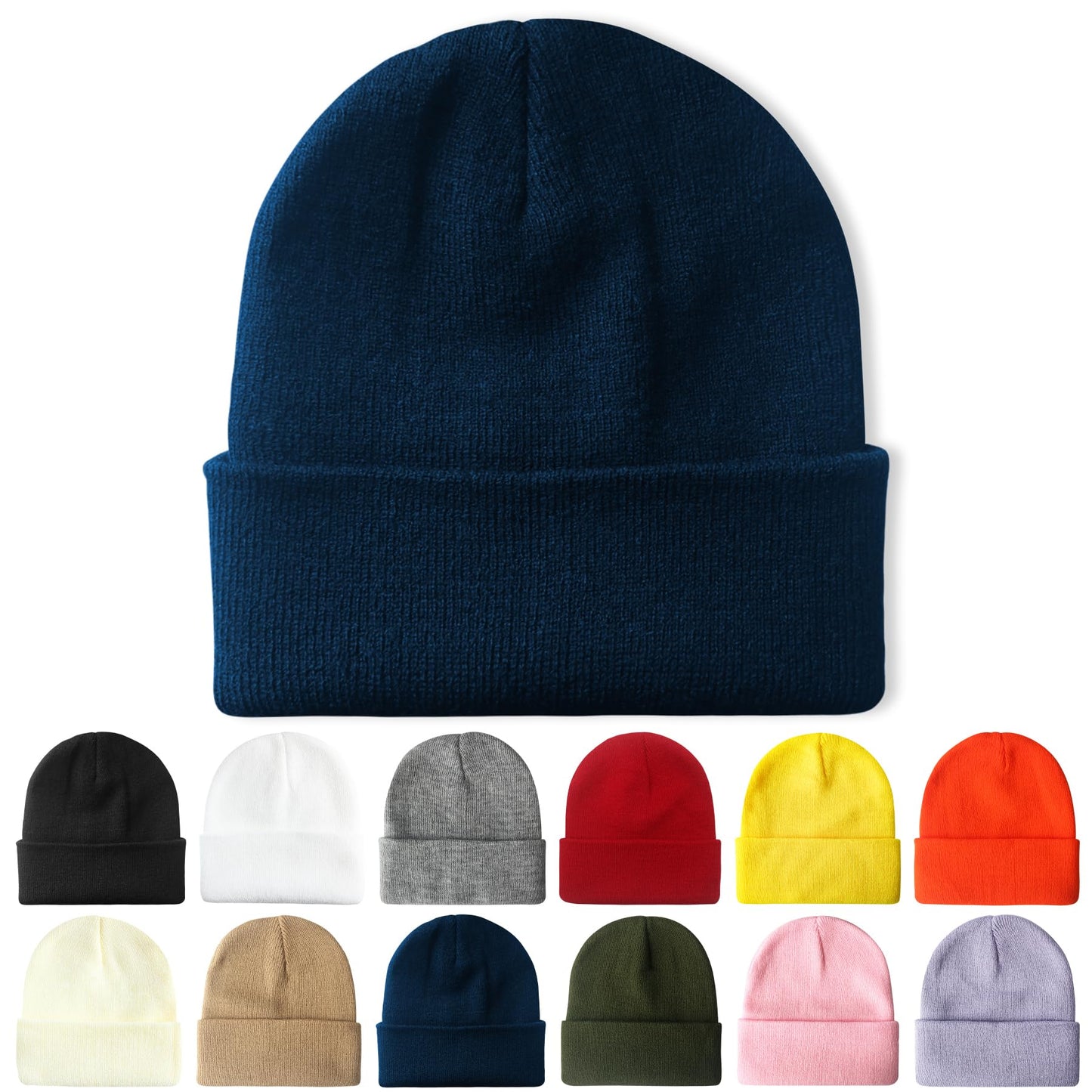 PFFY Beanie for Men Women Unisex Knit Cuffed Plain Winter Beanies Hats Skull Cap