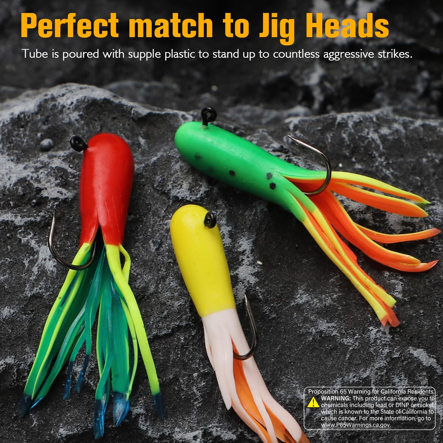 Dovesun Crappie Lures with Jig Heads Kit, Soft Plastic Grubs-Tube Baits 1/8oz 1/16oz 1/32oz Crappie Jigs Walleye Trout Bass Crappie Baits 95-120pcs