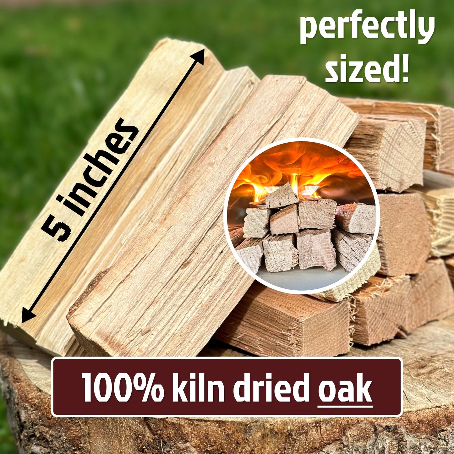 Savory Blend 5 Inch Universal Cooking Firewood - 14lbs. ~1000cuin Premium Kiln Dried Cooking Wood for Grills, Smokers and Ooni, Solo, Bertello Pizza Ovens (Savory Hardwood Blend)