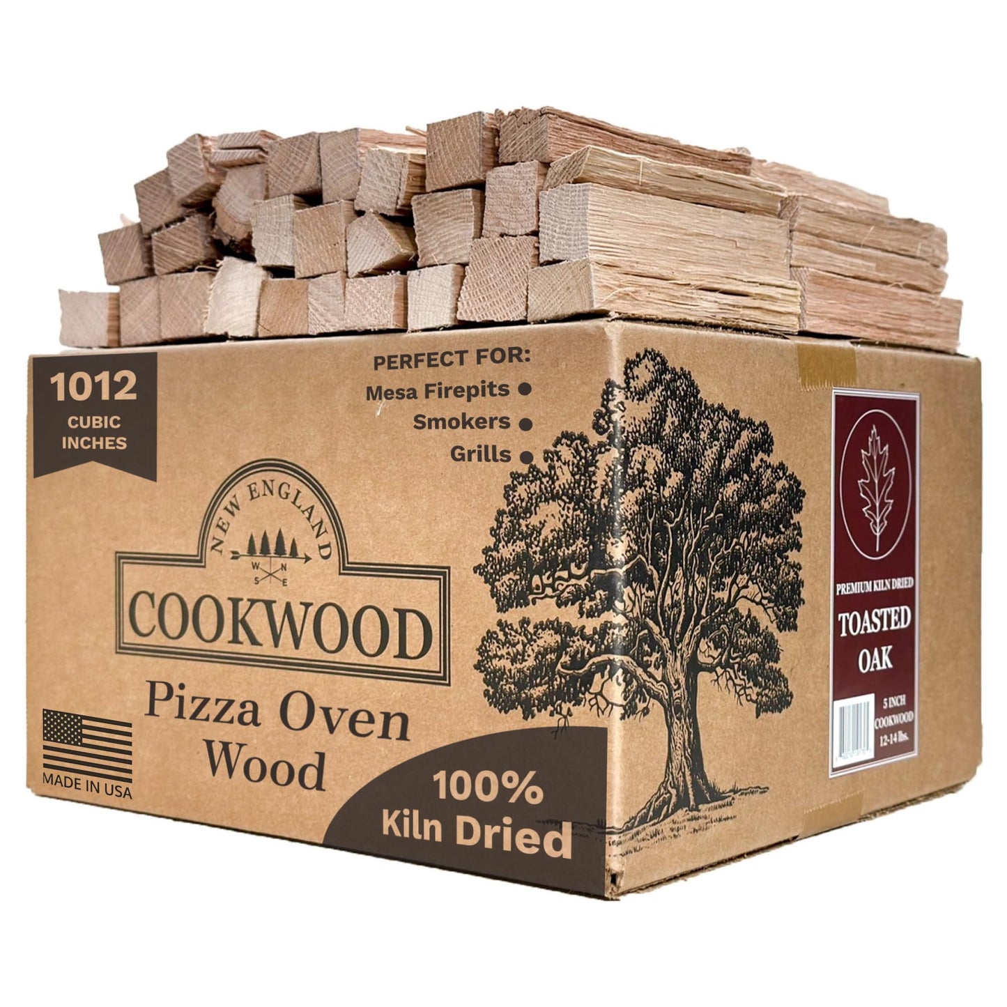 Savory Blend 5 Inch Universal Cooking Firewood - 14lbs. ~1000cuin Premium Kiln Dried Cooking Wood for Grills, Smokers and Ooni, Solo, Bertello Pizza Ovens (Savory Hardwood Blend)