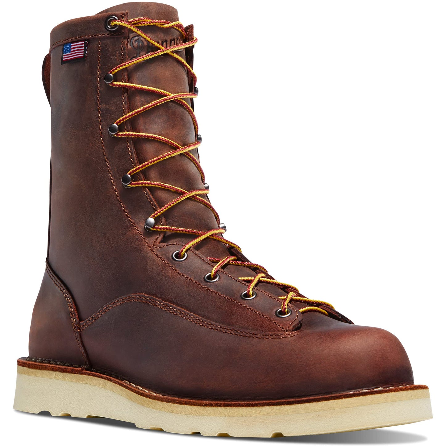 Danner 8” Bull Run Work Boots for Men - Durable, Lightweight Full-Grain Leather with Non Slip Wedge Outsole & 3-Density Cushion Footbed, EH Resistant