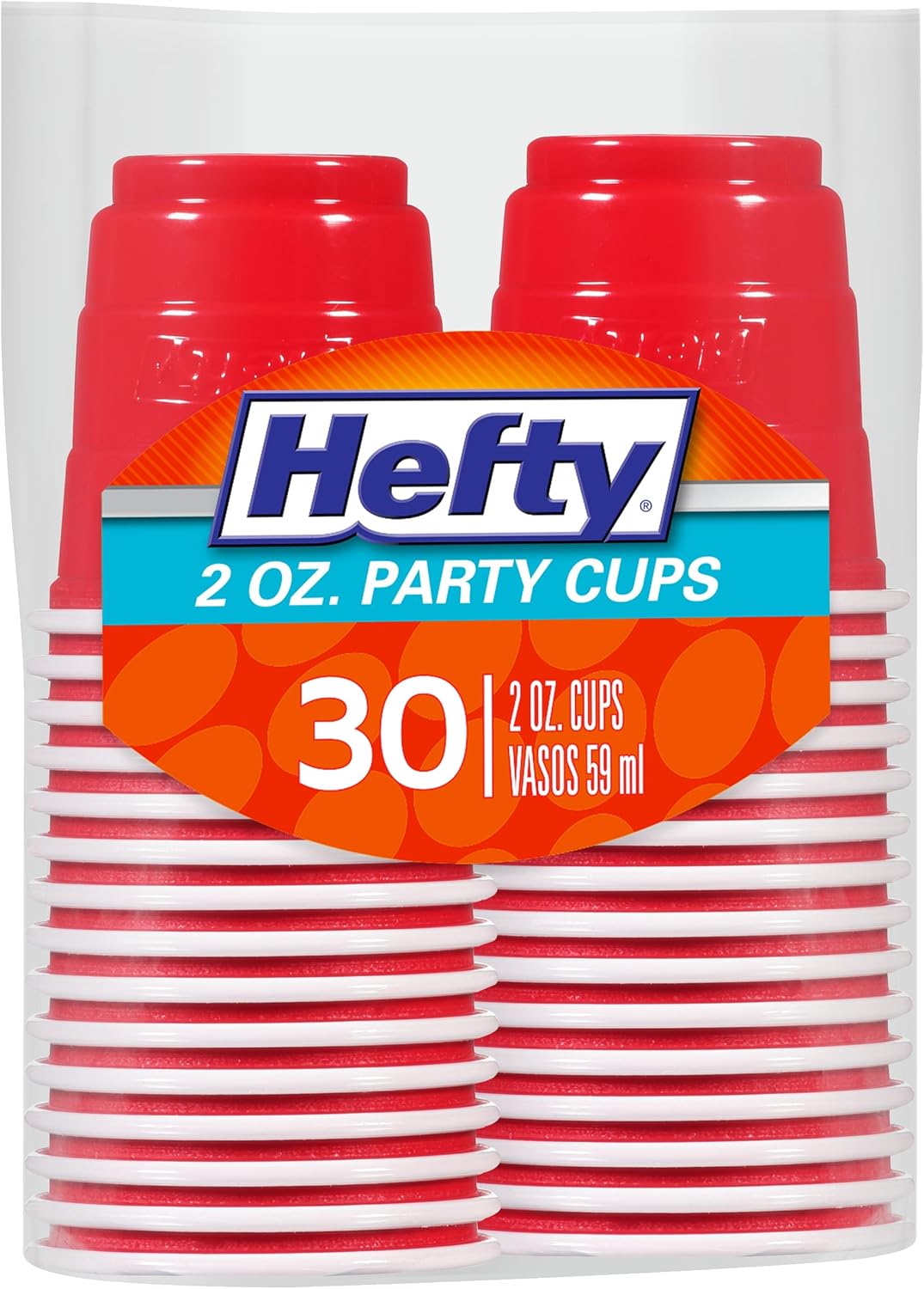 Hefty Party On Red Plastic Cups, Disposable Plastic Party Cups for Easy Cleanup and Large Gatherings, Red Cups for BBQs, Birthdays, Parties, and More, 18 Ounce, 50 Count