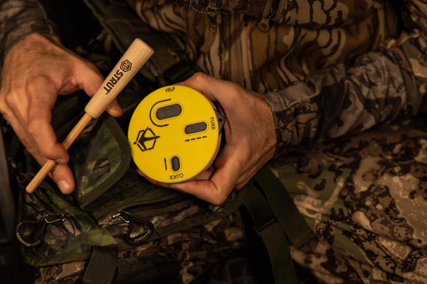 Hunters Specialties HS Strut Cookie Cutt'R Tracer Turkey Clucks Yelps Purrs Hunting Friction Lid Slate Pot Call, Yellow
