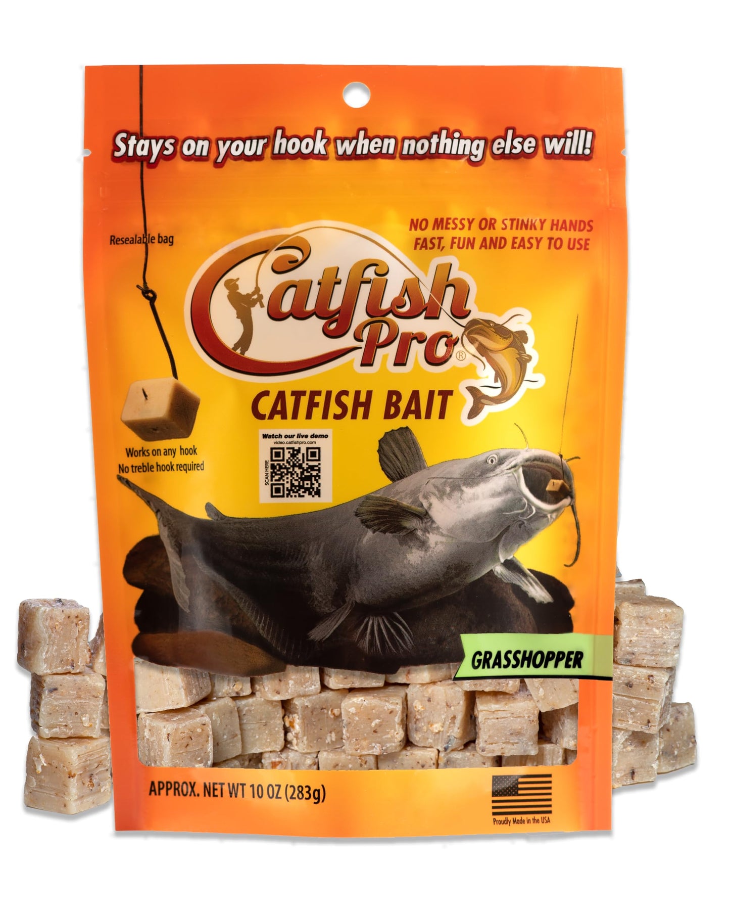 Catfish Pro Catfish Bait - 10oz Bag with 80pcs | Irresistible Scent for Catfish | Mess-Free, Stays On Your Hook When Nothing Else Will | Great for Rod, Reel, Trotline, Jugs & Yoyos Fishing
