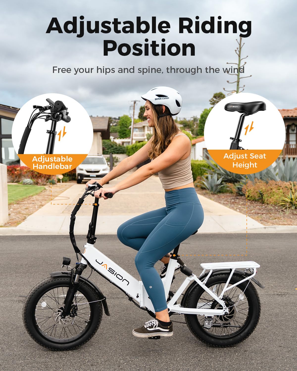 Jasion EB7 2.0 Electric Bike for Adults, 1200W Peak Motor 28MPH Max Speed Folding Ebike, 48V 10AH Removable Battery, 20" Fat Tire with Dual Suspension, 7-Speed Electric Bicycles, UL Certifiled