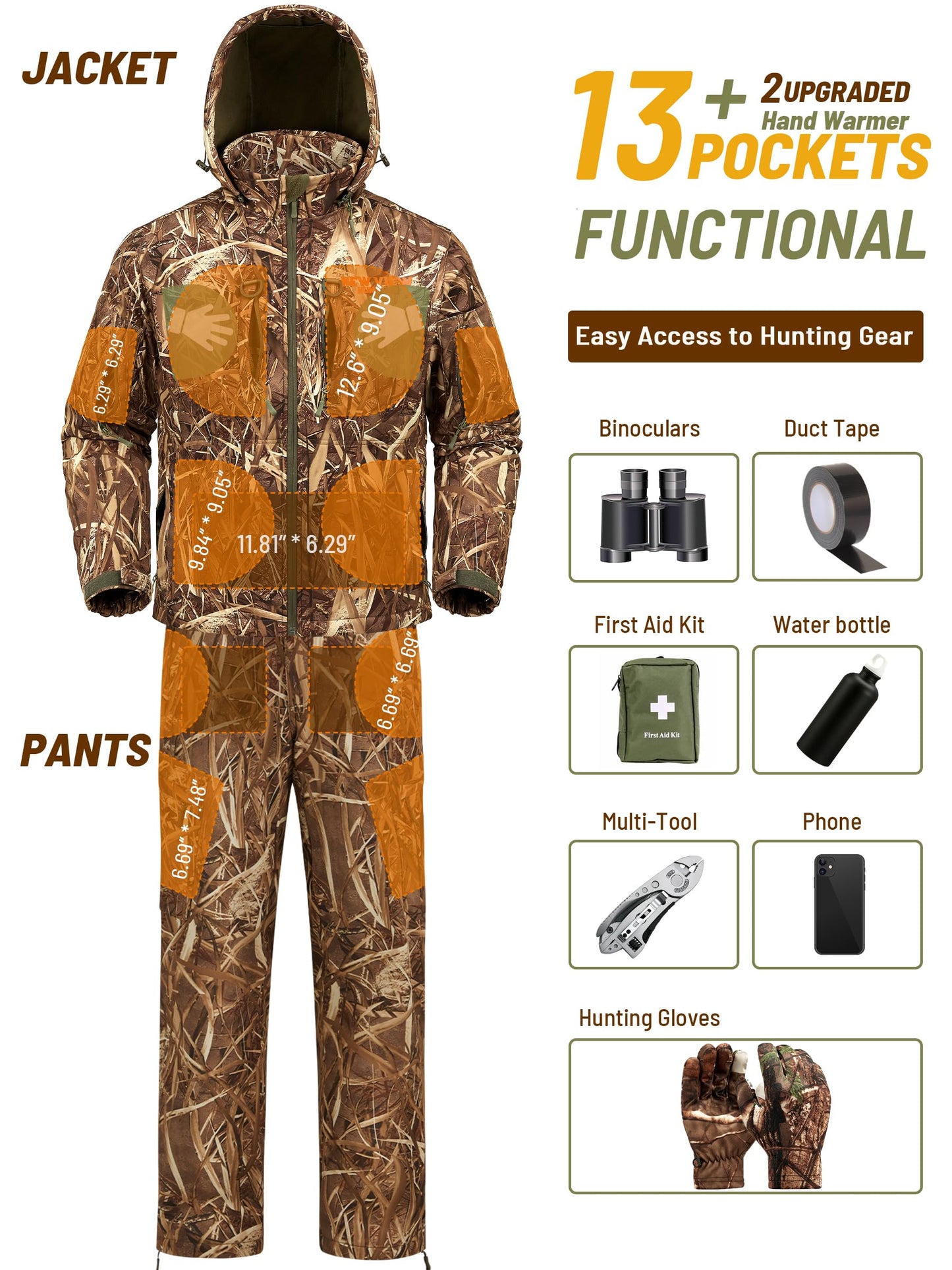NEW VIEW Camo Clothes for Men, Winter Warm Hunting Jacket and Pants, Fleece Lined Suit for Deer Duck Bow Hunts