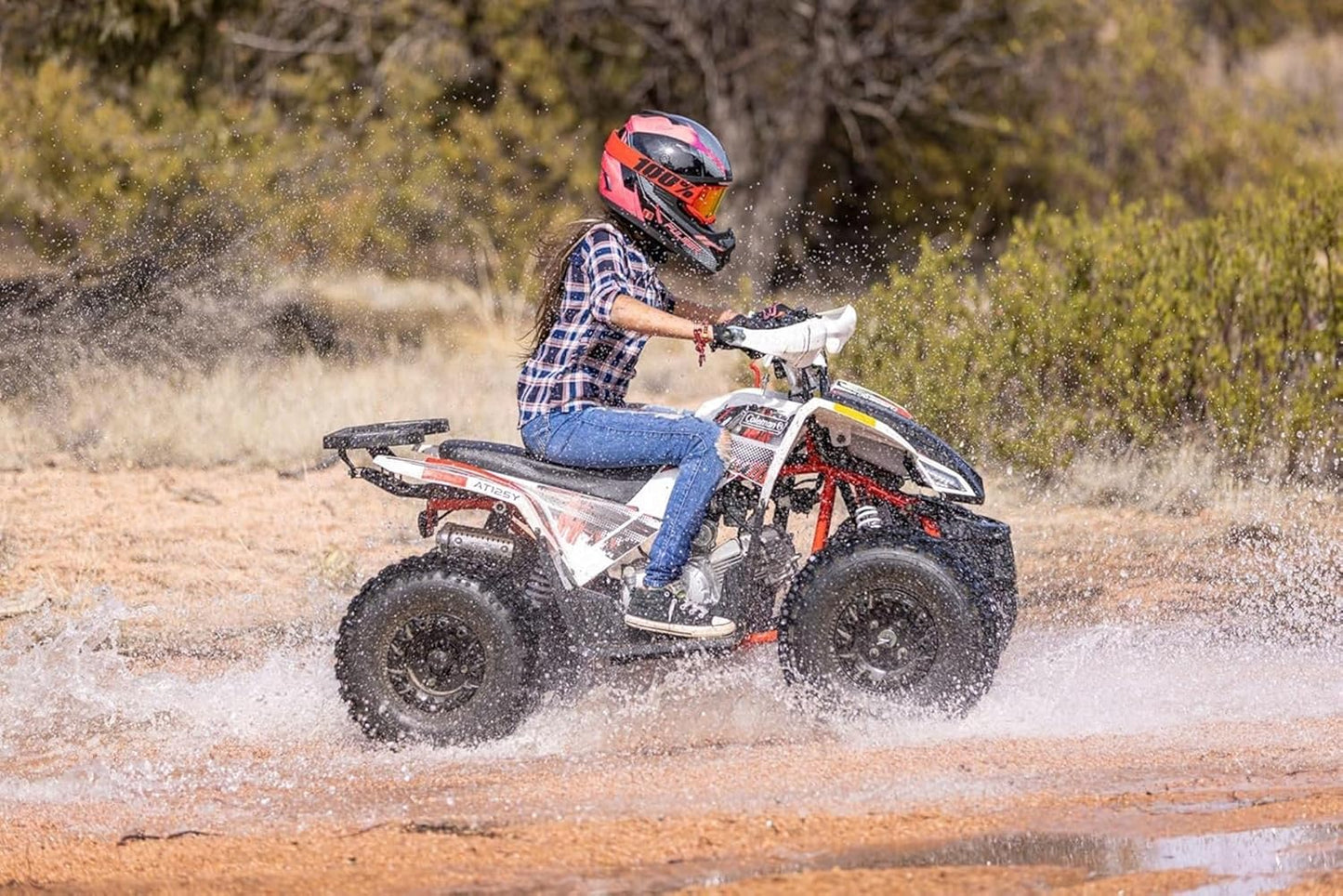 Coleman Powersports AT125Y 120cc Gas Powered Youth ATV, Hydraulic Disc Brakes, Independent Suspension, 175 lbs Maximum Load, Heavy-Duty Off-Road Utility Vehicle