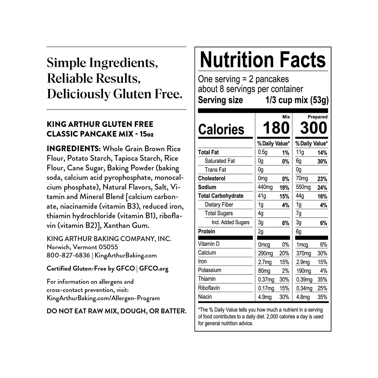 King Arthur Buttermilk Pancake Mix Just Add Water, Sourced Non-GMO, Certified Kosher, 16 Oz