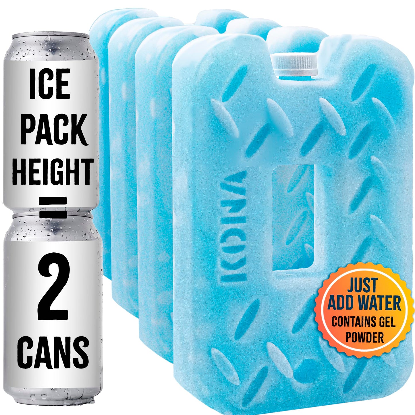 Kona Blue Ice 2 Pound Ice Packs for Coolers - Long Lasting Design - Refreezable Reusable Cooler Ice Pack (2)