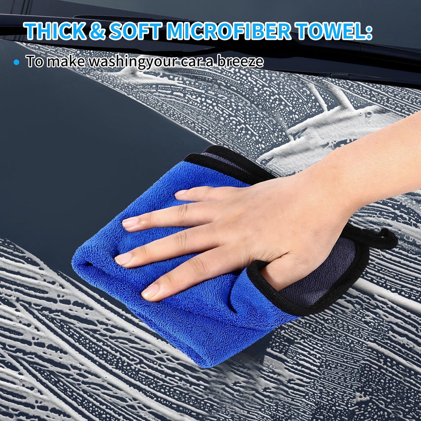 62'' Car Wash Brush with Long Handle Chenille Microfiber Car Wash Mop Mitt Car Cleaning Kit Windshield Window Squeegee Car Duster Microfiber Towels Wheel Tire Brush for Cars RV Truck Boat