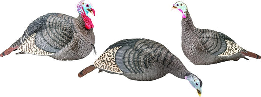 HUNTERS SPECIALTIES HS Strut Lite Flock Jake & Feeding Hen & Upright Hen Turkey Foldable Hollow Relaxed Body Realistic3-Pack Combo Set Decoys