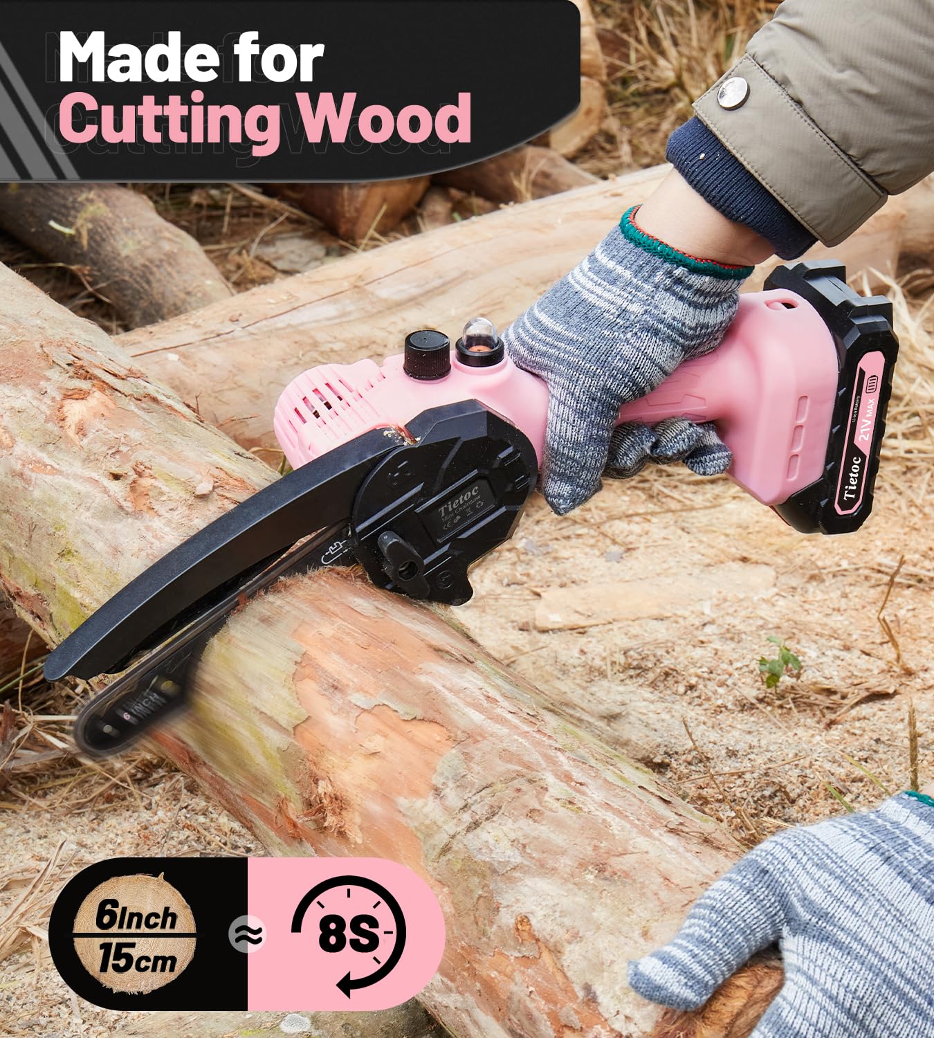 Tietoc Mini Chainsaw 6 Inch with 2 Batteries, Electric Saw Gifts for Men Dad Husband Gardener, Cool Gadgets for Men 2025, Mens Gifts for Fathers Birthday, Perfect Gifts Idea for Mothers Mom Women