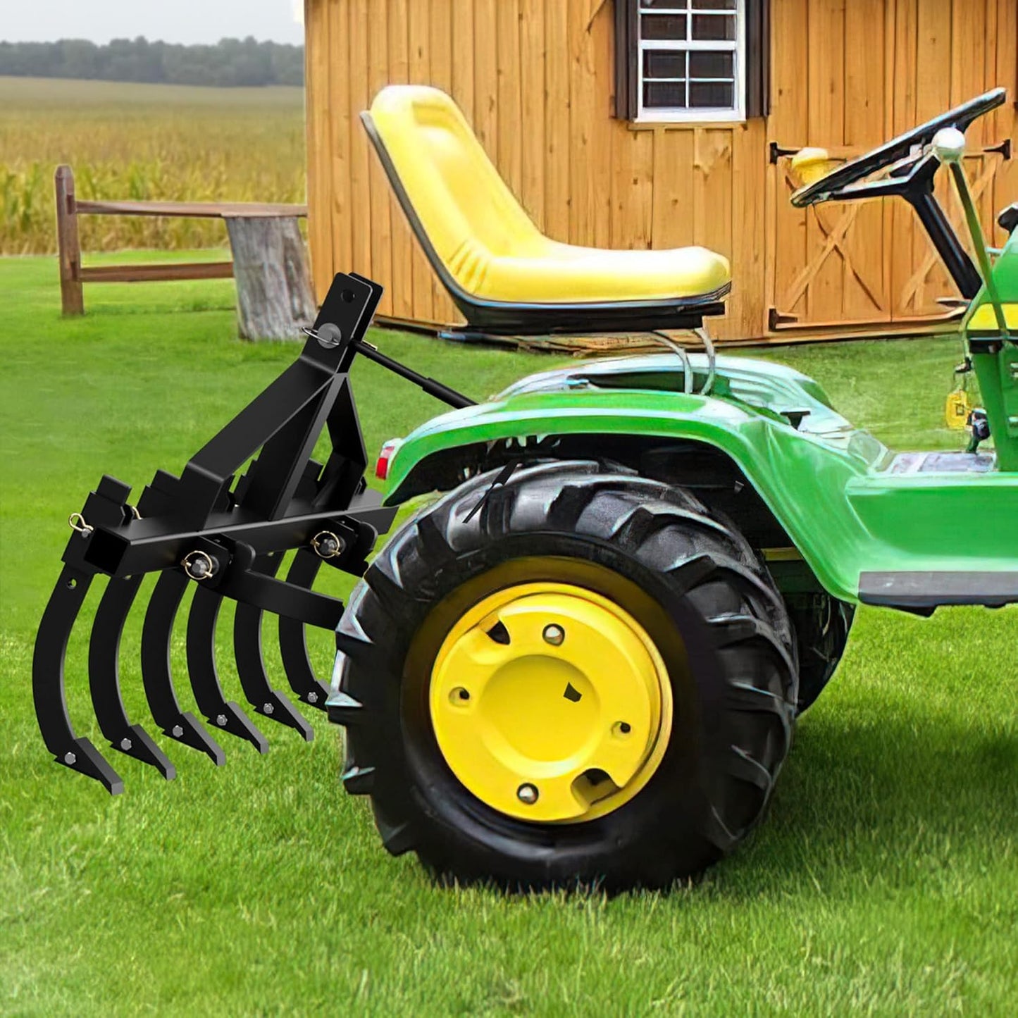 YITAMOTOR Chisel Plow Scarifier, Detachable Cultivator with 6 Scarifier Shank, 3 Point Scarifier for CAT-0 & CAT-1