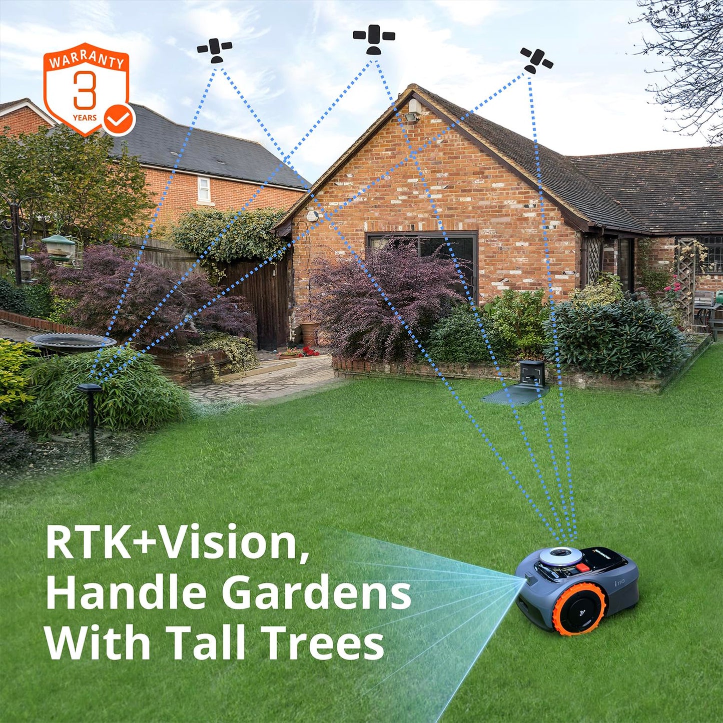 Segway Navimow i105N Robot Lawn Mower Perimeter Wire Free 1/8 Acre RTK+Vision Robotic Lawnmower, AI-Assisted Mapping, Virtual Boundary, APP Control, 58dB(A) Quiet, Multi-Zone Management