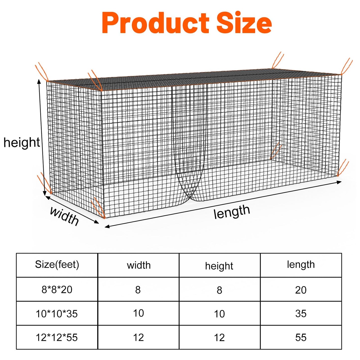 Batting Cage Net, 8x8x20 ft Heavy Duty Enclosed Batting Net With Door, Only Net, Not Include Poles and Frame, Professional Softball Baseball Nets for Batting and Pitching, Batting Cages for Backyard