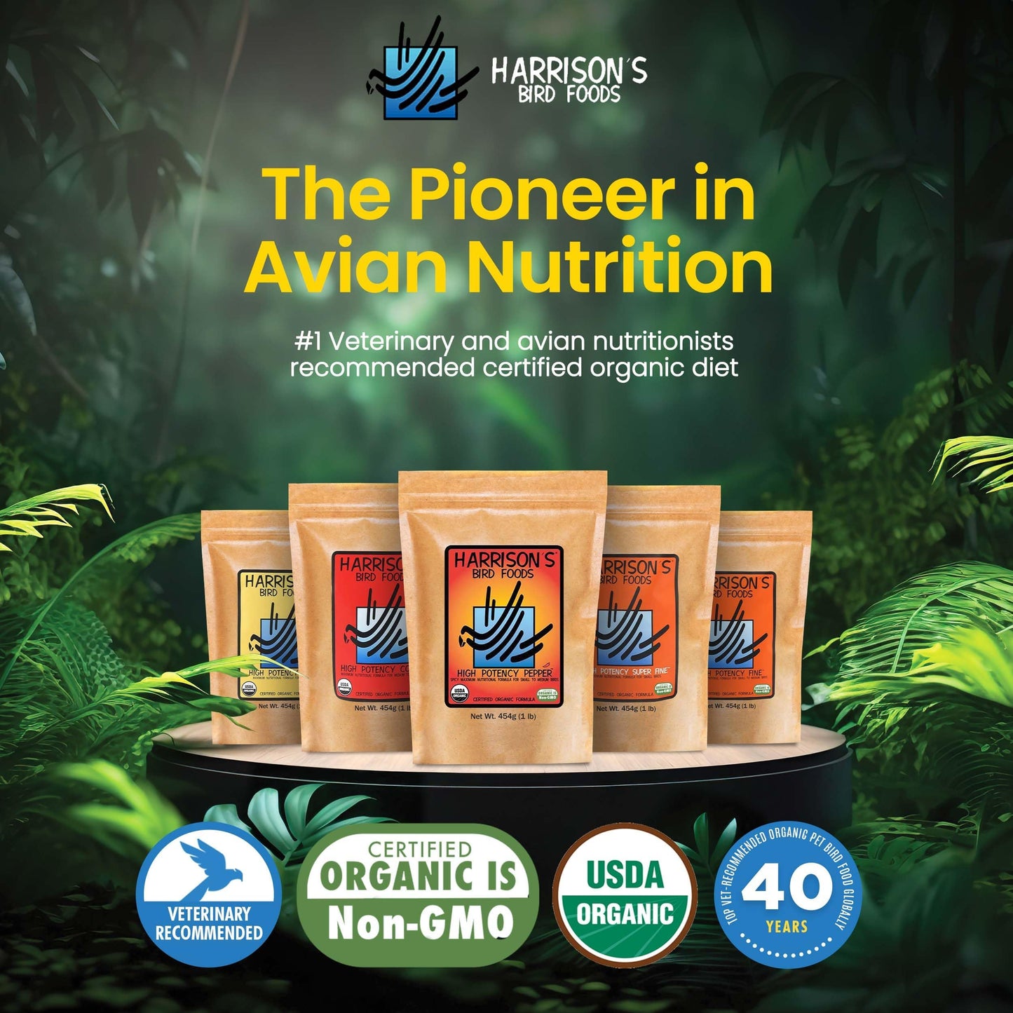 Harrison's Bird Foods High Potency Pepper Certified Organic Non-GMO Formula Pet Bird Food