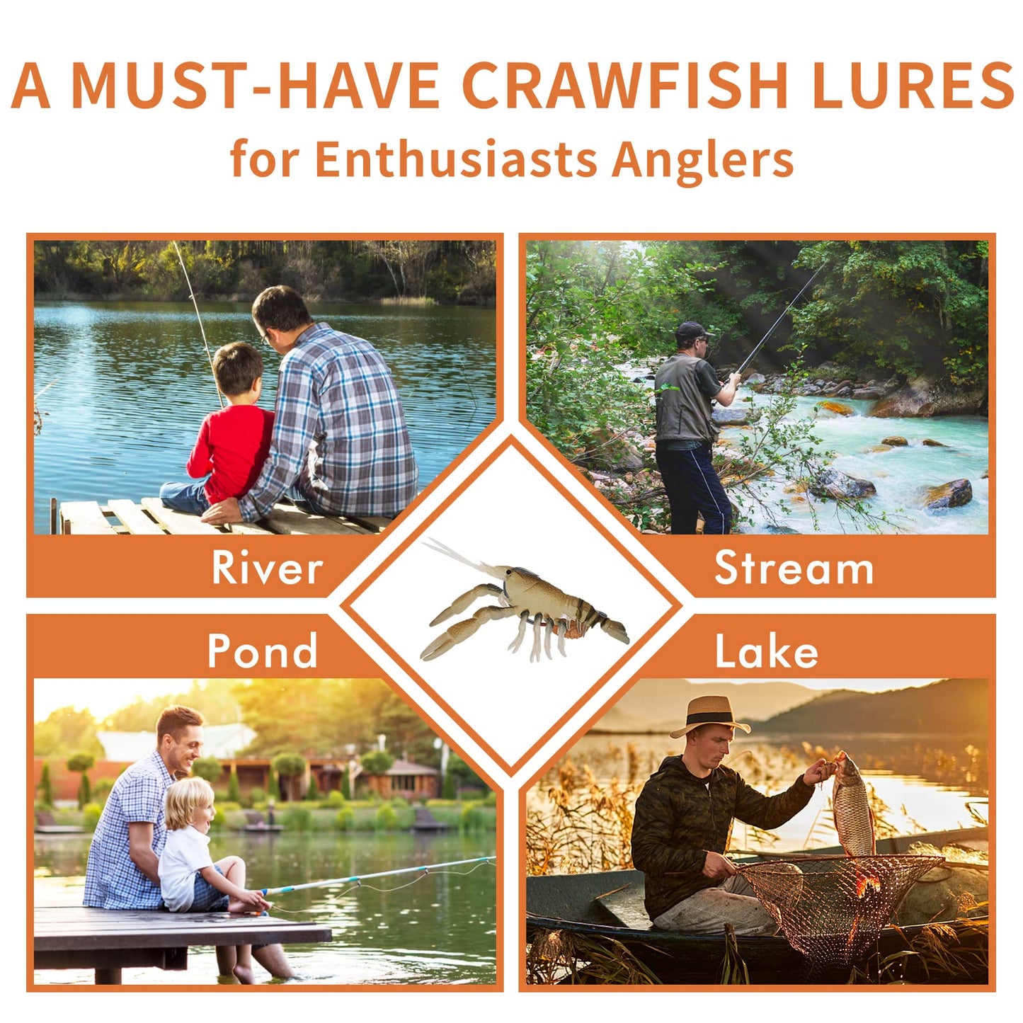 TRUSCEND Pre-rigged Fishing Jig Lures for Freshwater and Saltwater, Innovative Super Durable TPE Bass Lures, Lifelike Shrimp Crayfish Swimbait, Weedless Lure for Crappie Trout Walleye, Keep Separately