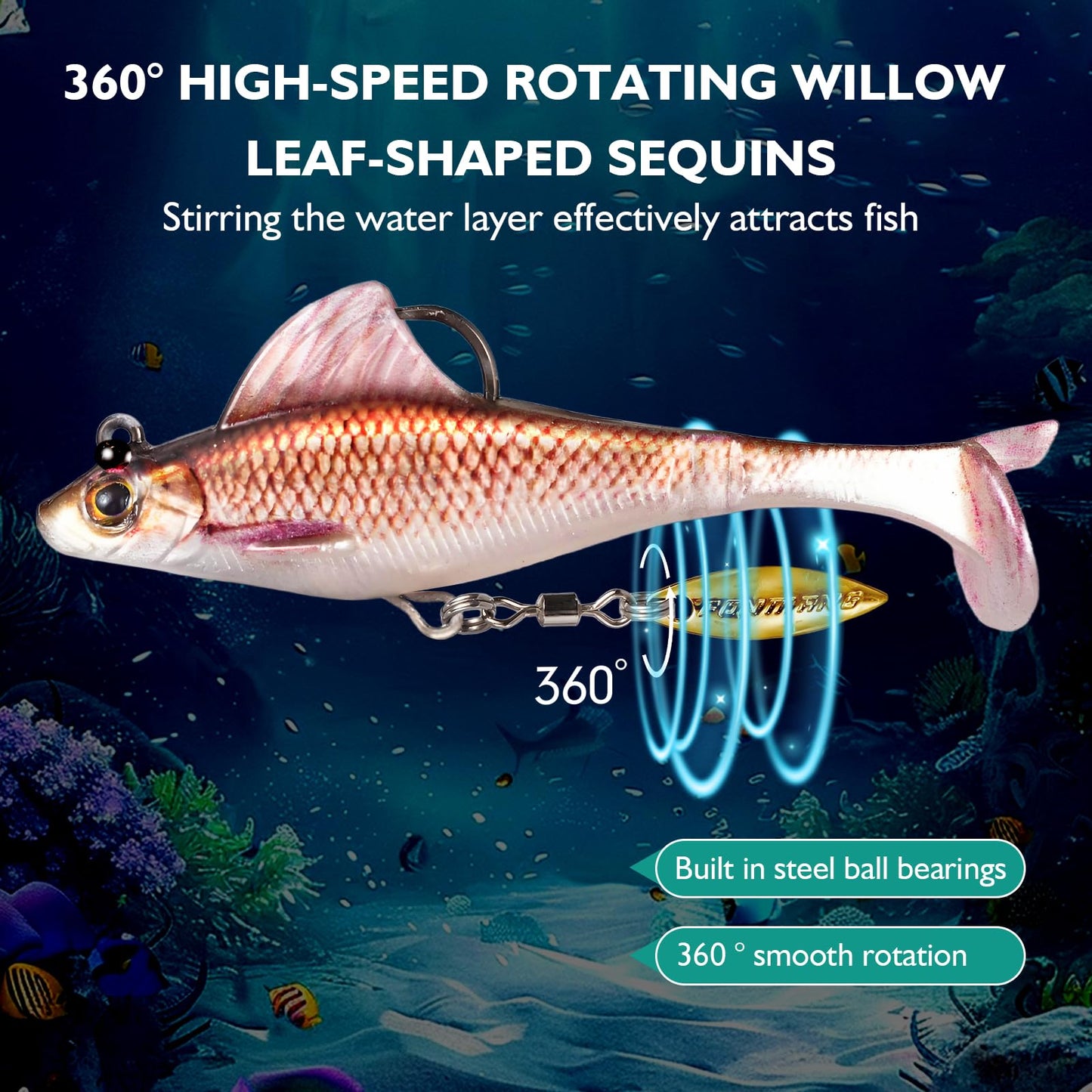 2.5/3.5In Swim Baits for Bass Fishing, Pre-Rigged Jig Heads Soft Plastic Walleye Fishing Lures, Paddle Tail Swimbaits for Bass Fishing, Fishing Bait for Freshwater Saltwater Gifts