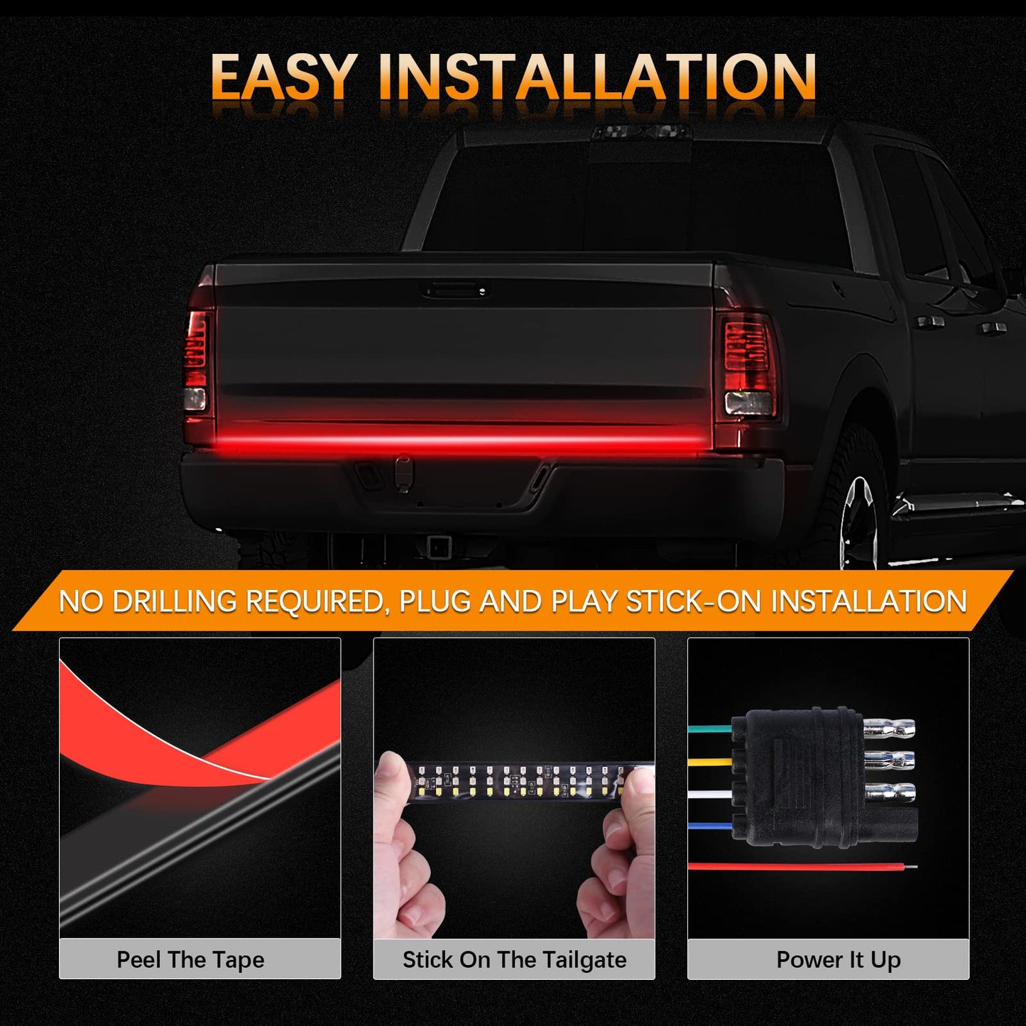 60 Inch LED Tailgate Light Bar with Reverse & Sequential Turn Signals for Truck