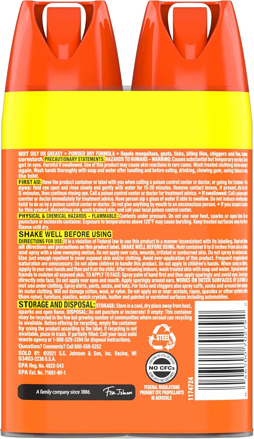 OFF! Family Care Insect & Mosquito Repellent, Bug Spray Containing 15% DEET, Protects Against Mosquitoes, 4 Oz, 2 Count