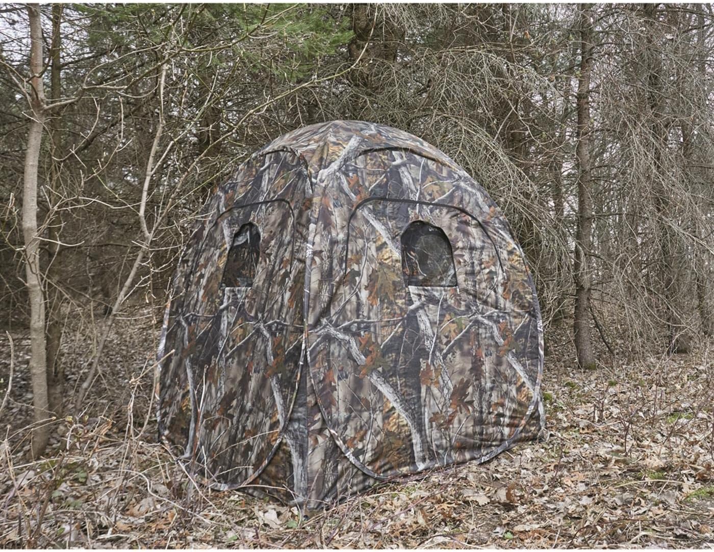 HuntRite Deluxe Pop-Up Hunting Ground Blind, 1-2 Person Tent, Hunting Gear, Equipment, and Accessories, 4-Panel Spring Steel