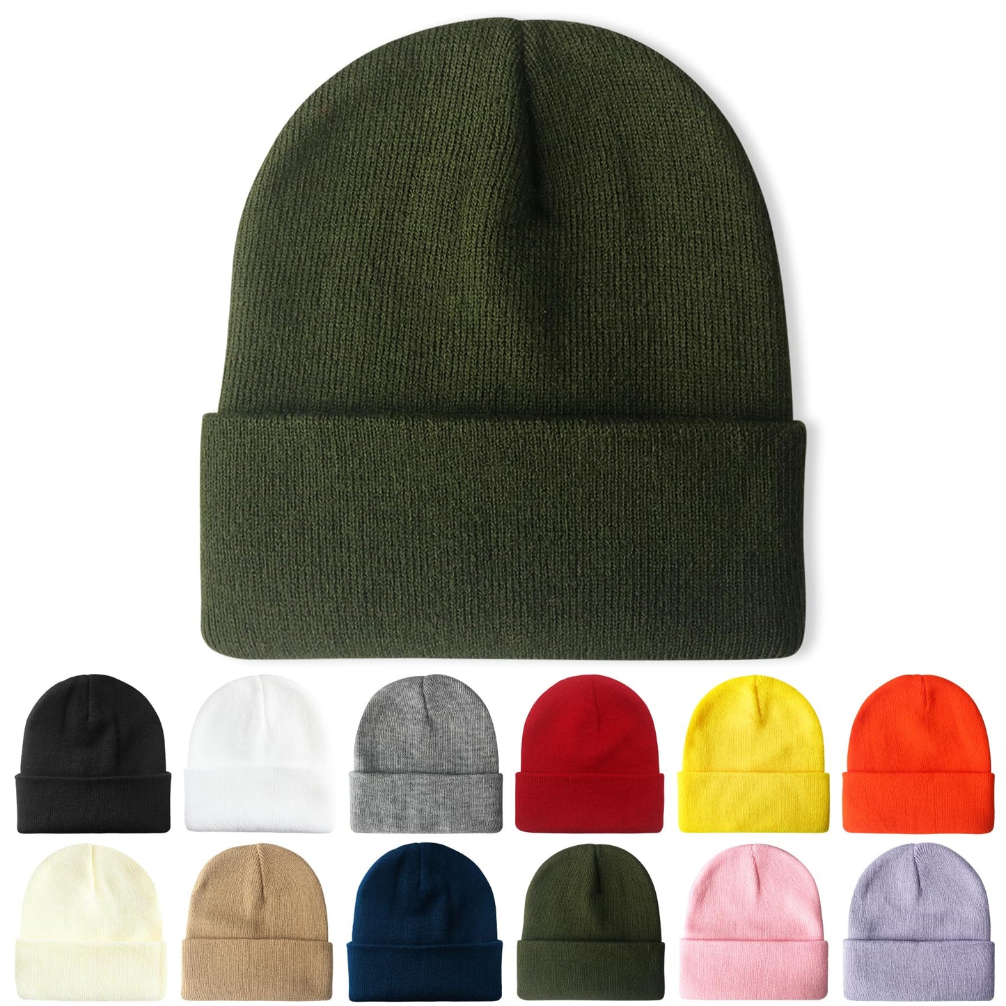 PFFY Beanie for Men Women Unisex Knit Cuffed Plain Winter Beanies Hats Skull Cap