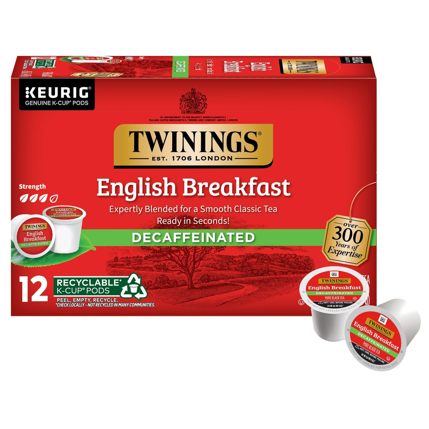 Twinings English Breakfast Black Tea K-Cup Pods for Keurig, 24 Count (Pack of 1), Smooth, Flavourful, Robust, Caffeinated, Enjoy Hot or Iced