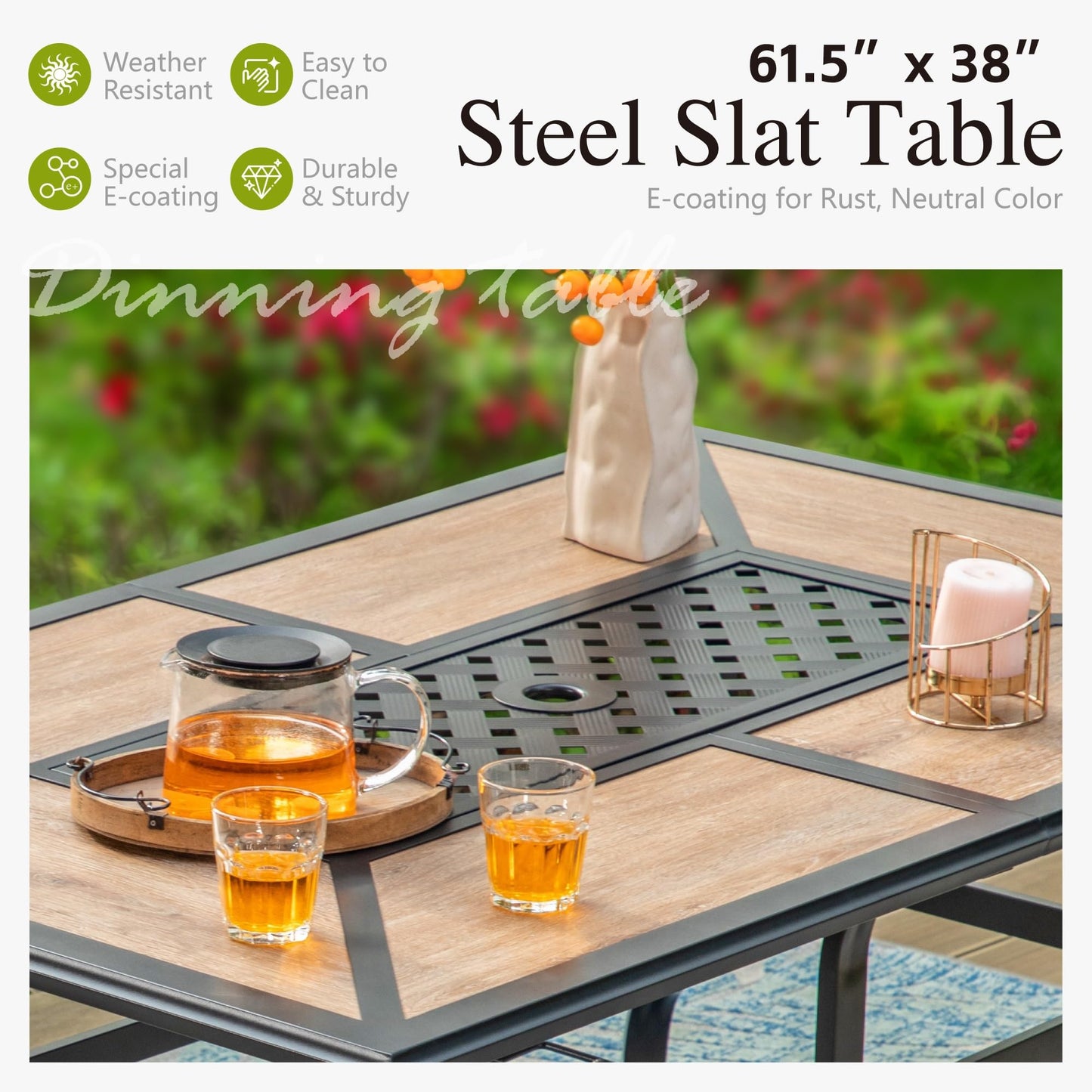 Sophia & William Patio Set with Umbrella 8 Pieces Outdoor Dining Set for 6 with 13ft Double-Sided Patio Umbrella Beige, 6 x Swivel Patio Chairs, 1 Metal Table for Lawn Garden
