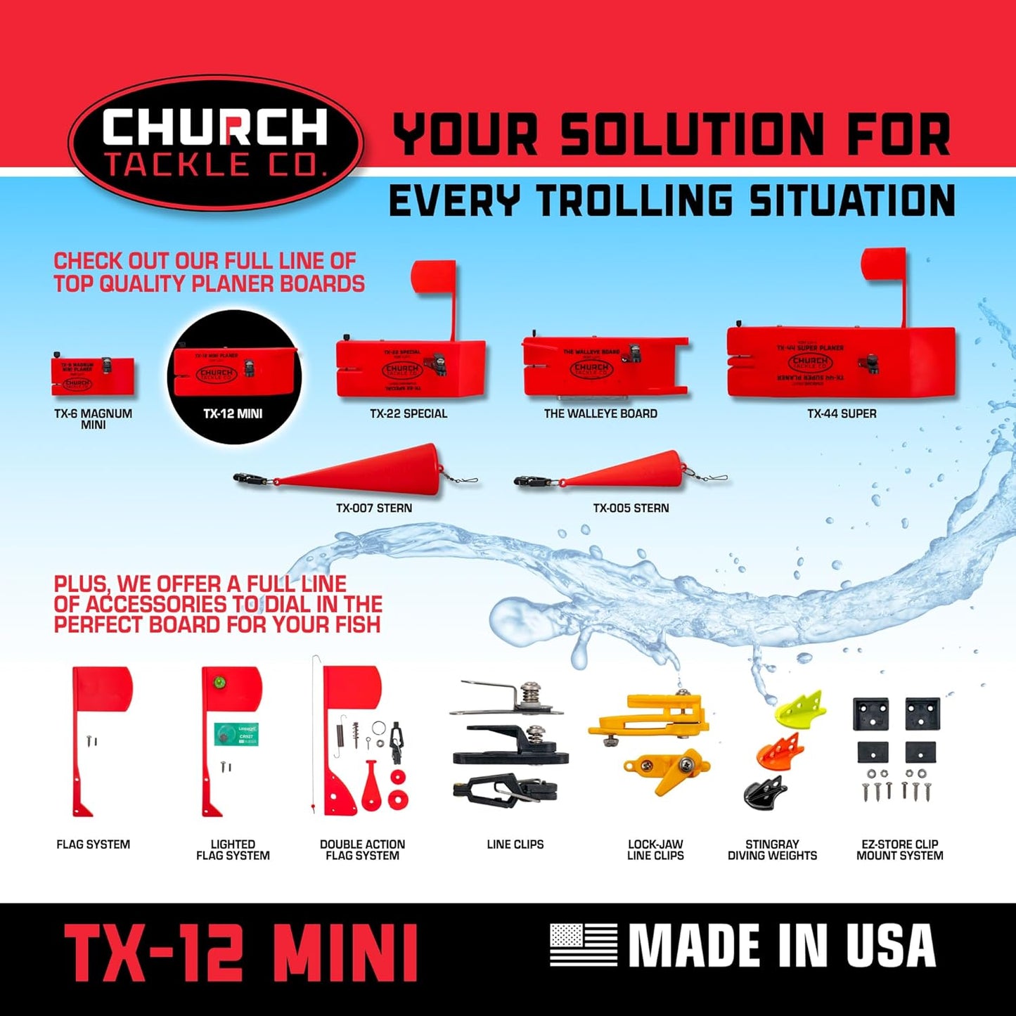 TX-12 Mini Planer Board Port by Church Tackle Co