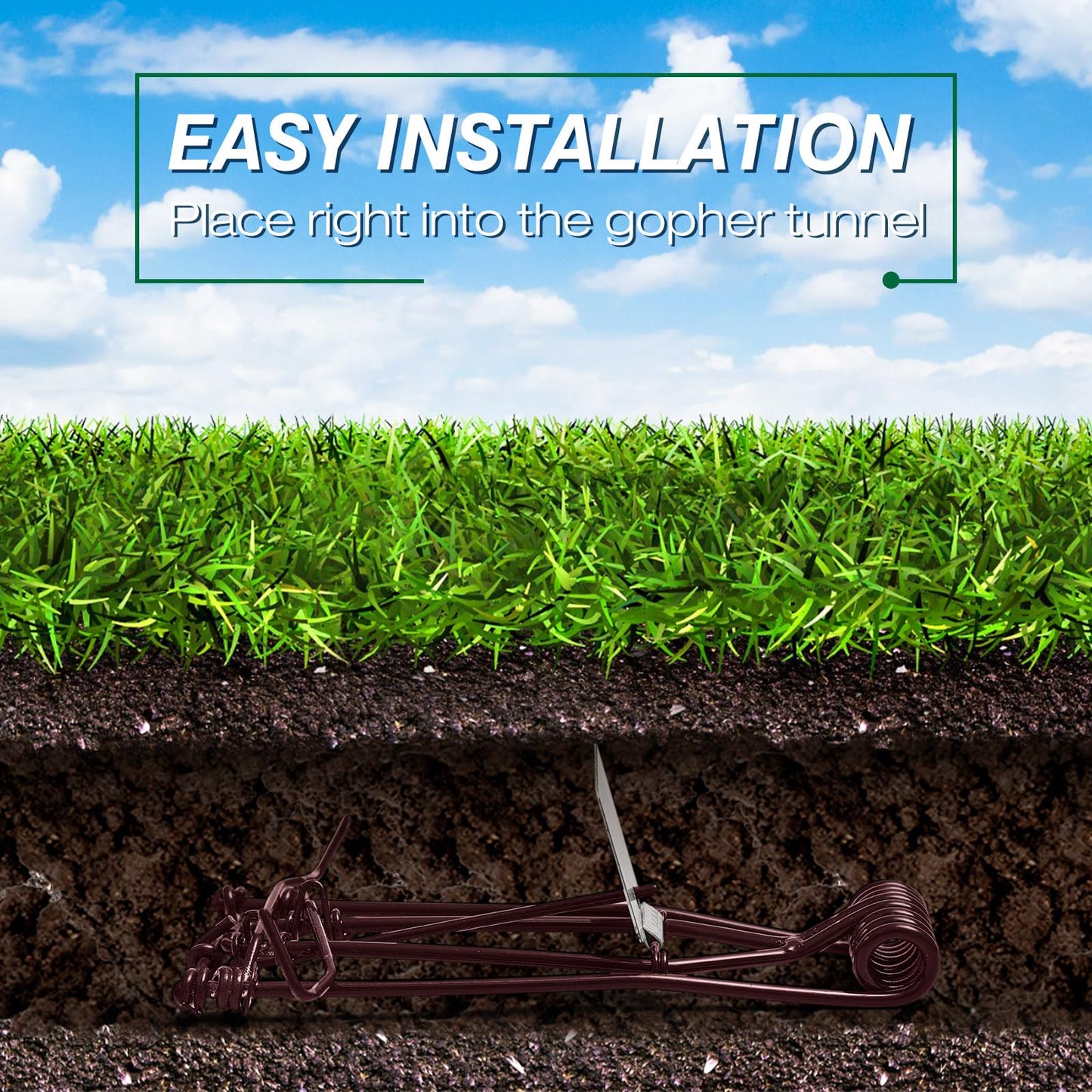 Qualirey 2 Pcs Outdoor Gopher Trap Easy Set Mole Trap Weather Resistant Gopher Killer Vole Killer for Lawn Garden Farm (Black)