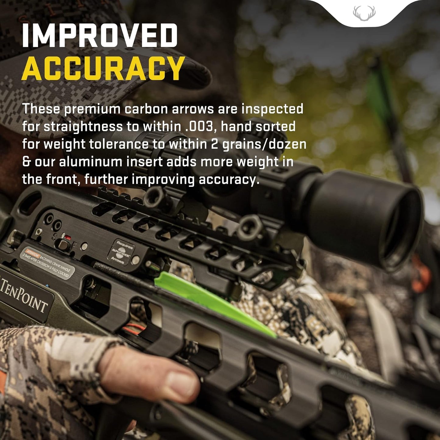 TenPoint Lighted Pro Elite 400-20" Carbon Crossbow Arrows, Pack of 3 - with Alpha-Blaze Lighted Nock & Alpha-Nock HP & HP Aluminum Bushing - Essential for Crossbow Hunting