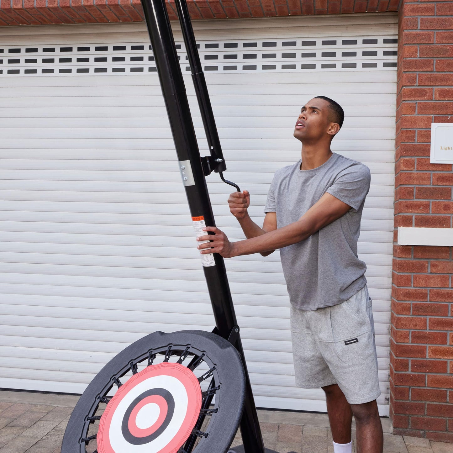IE Sports Portable Basketball Hoop w/ 44" Backboard & Rebounder, 7.5-10 Ft Adjustable Height - Outdoor Basketball Equipment for Backyard, Driveway, and Garage