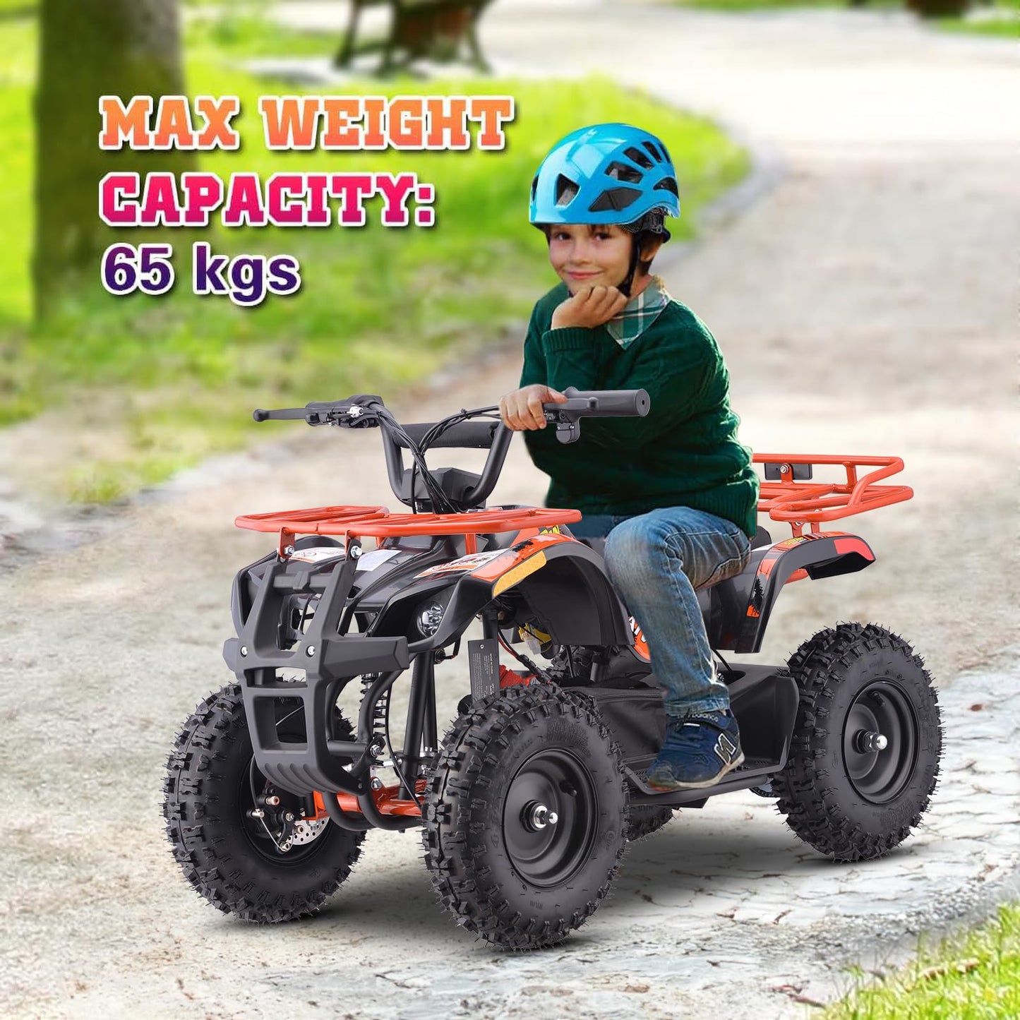 36V 4 Wheelers Electric ATV, Dirt Quad Vehicle Adjustable Speed, Kids Quad Bike 500W 12-15MPH Dual Suspension for Kids Ages 13+ (Green)