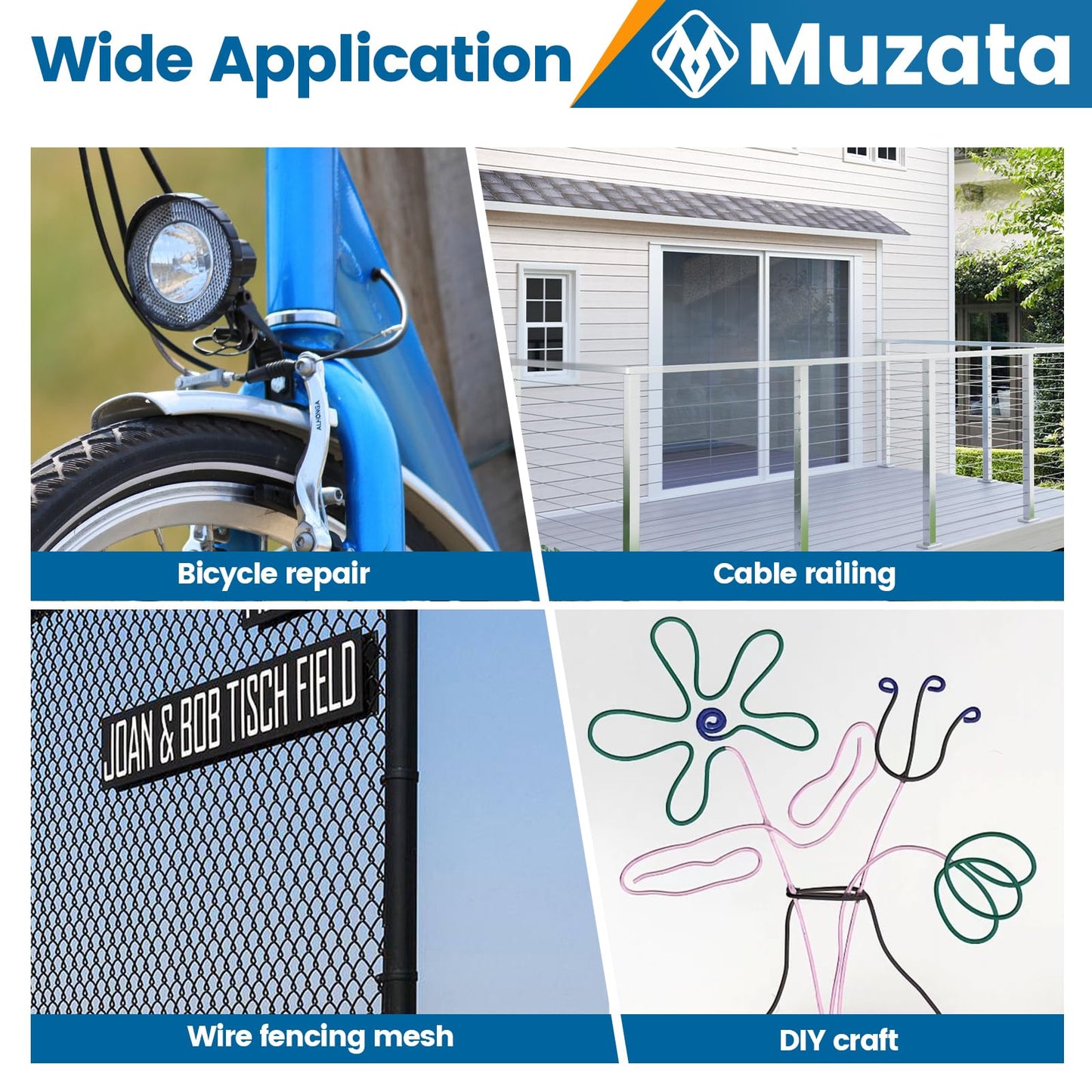 Muzata Cable Cutter Wire Cutter Heavy Duty Up to 1/8" 5/32" Stainless Steel Aircraft Wire Rope for Deck Railing Metal Fence Bicycle Brake Bike DIY Project CR12