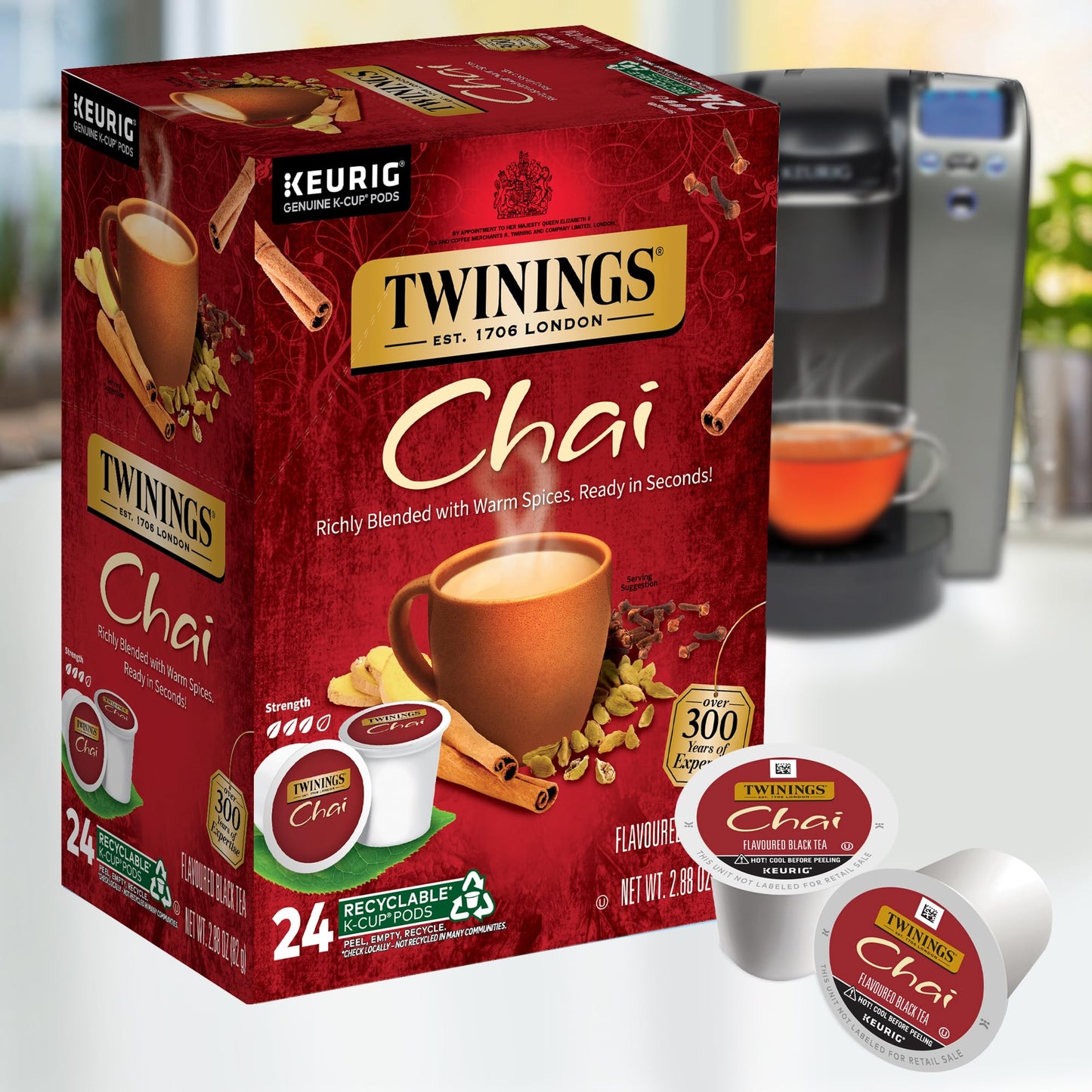 Twinings English Breakfast Black Tea K-Cup Pods for Keurig, 24 Count (Pack of 1), Smooth, Flavourful, Robust, Caffeinated, Enjoy Hot or Iced