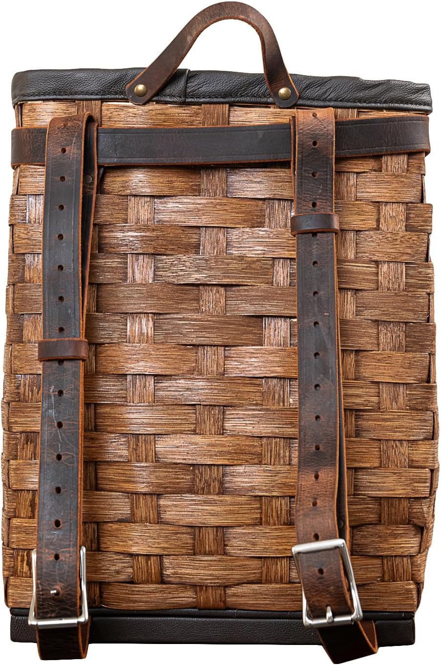 Pack Basket, Basket Backpack, Adirondack Style Hunting, Trapping, Guiding Woven Basket Pack with Leather Straps