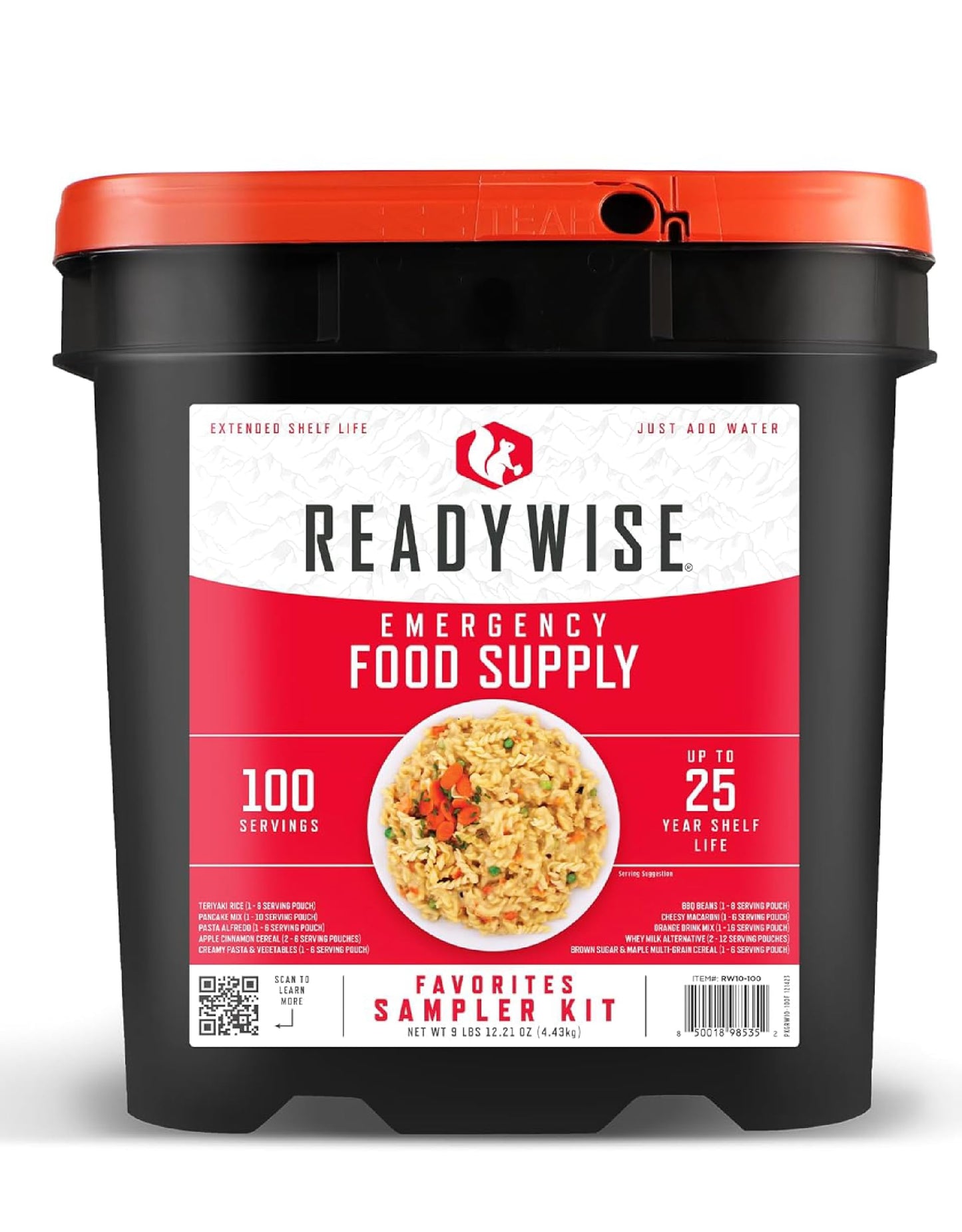 READYWISE - Emergency Food Supply Bucket, 120 Servings, MRE Meal Food Supply, Premade, Freeze Dried Survival Rations for Hiking, Adventure & Camping Essentials, Individually Packaged, 25 Year Shelf Life