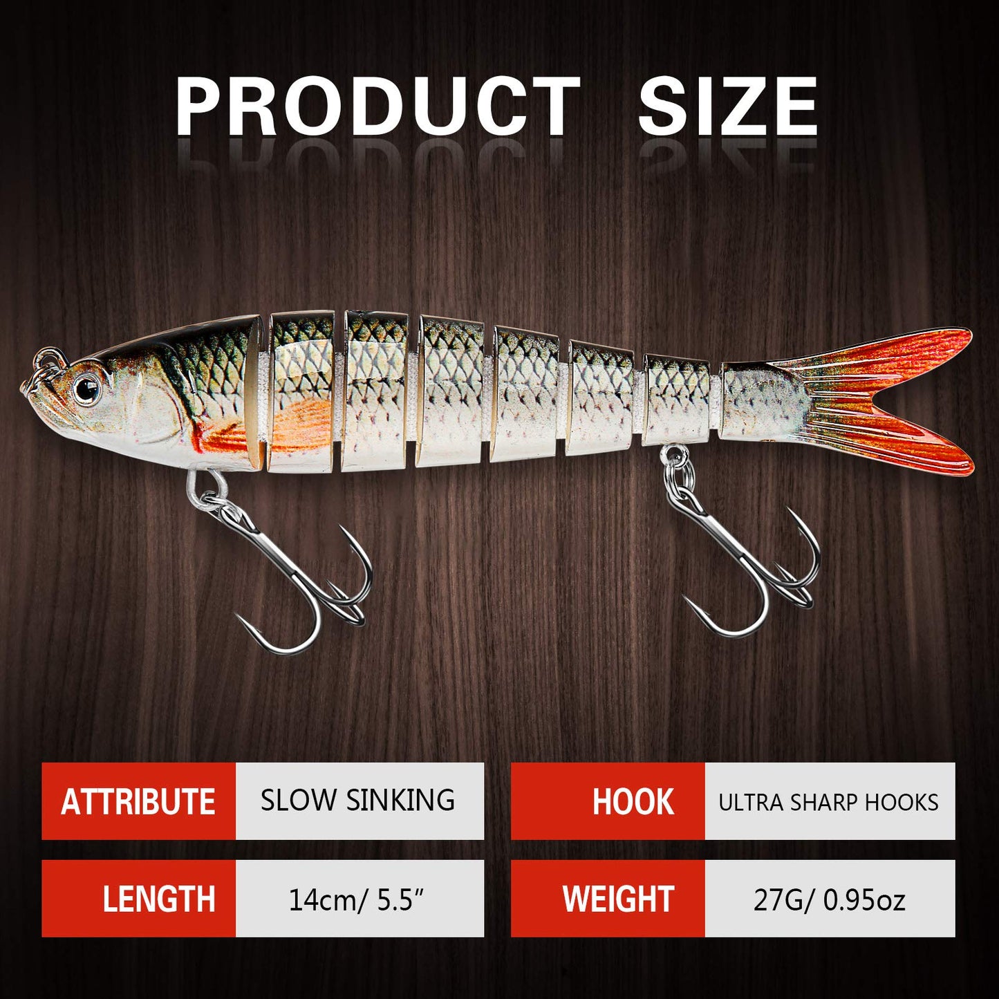 Bass Fishing Lure for Freshwater and Saltwater Lifelike Fishing Lures Multi Jointed Swimbait for Bass Trout Crappie Walleye Pike Fishing Gifts for Men