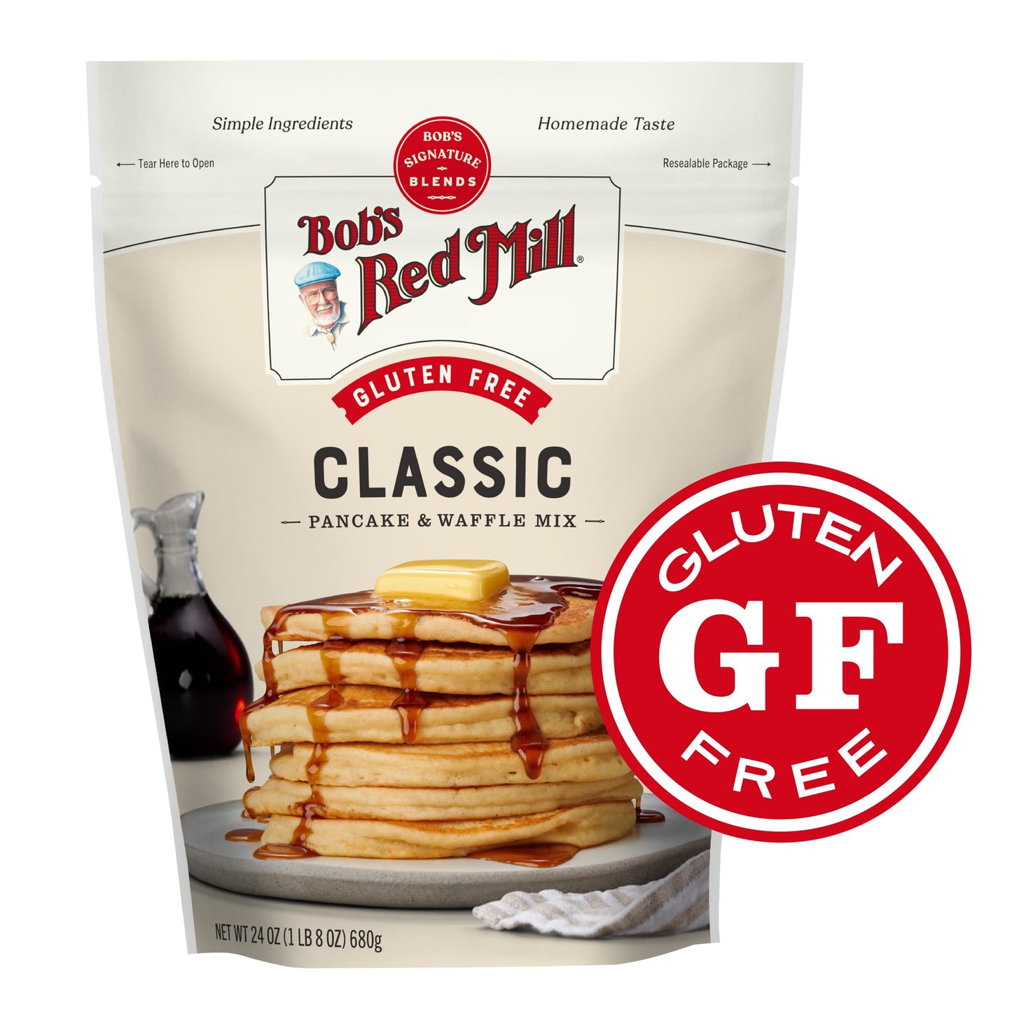 Bob's Red Mill Gluten Free Pancake Mix, 24oz (Pack of 4) - Kosher, Approximately 34 Pancakes per Bag, Packaging May Vary