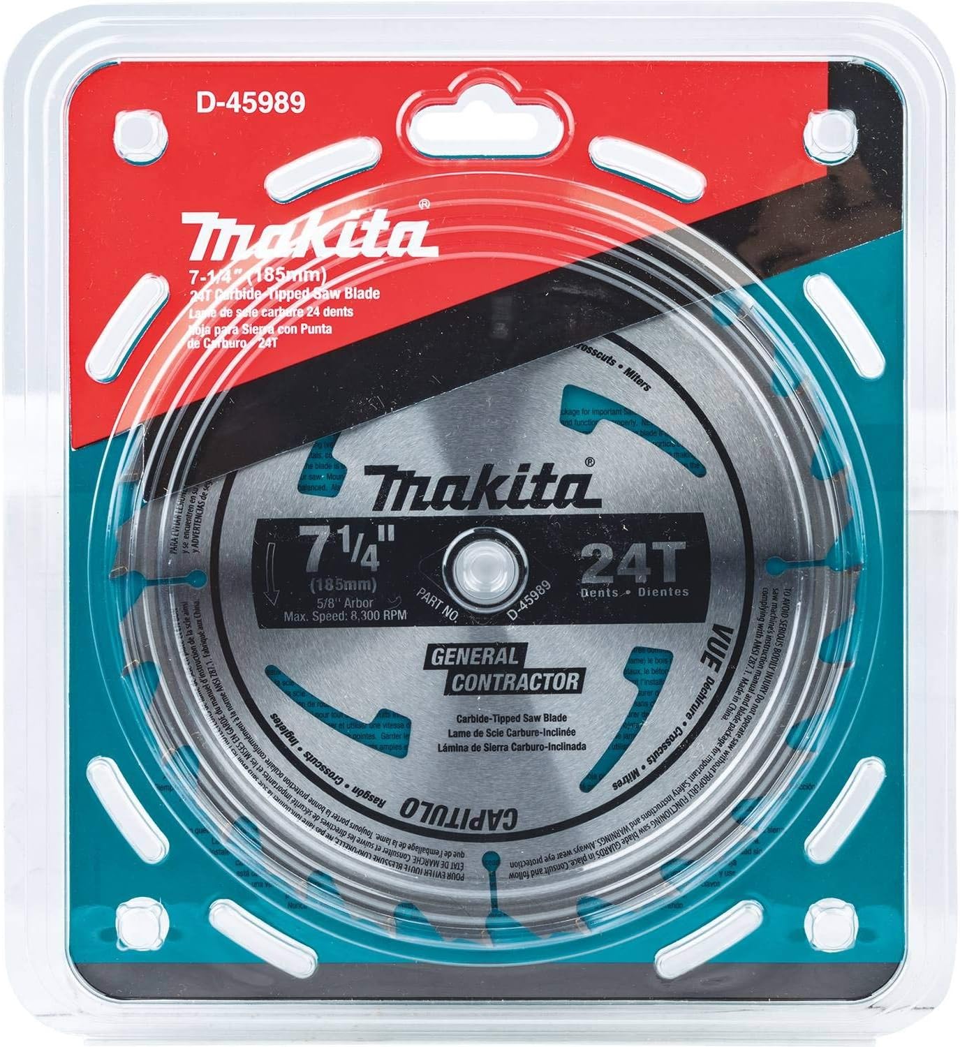 Makita D-45989 7-1/4" 24T Carbide-Tipped Circular Saw Blade, Framing/General Purpose