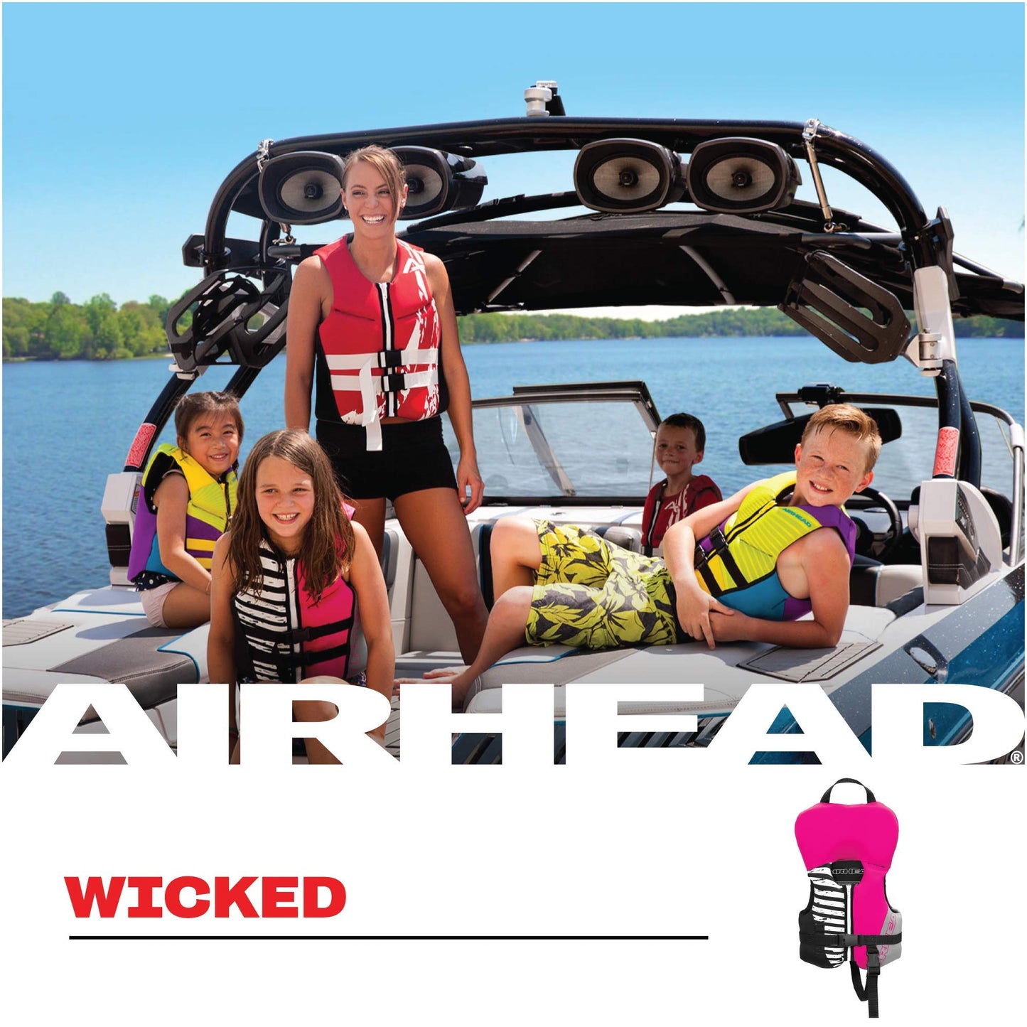 Airhead Wicked Kwik-Dry NeoLite Flex Lift Jacket | US Coast Guard Approved, Designed for Water Sports, Multiple Sizes
