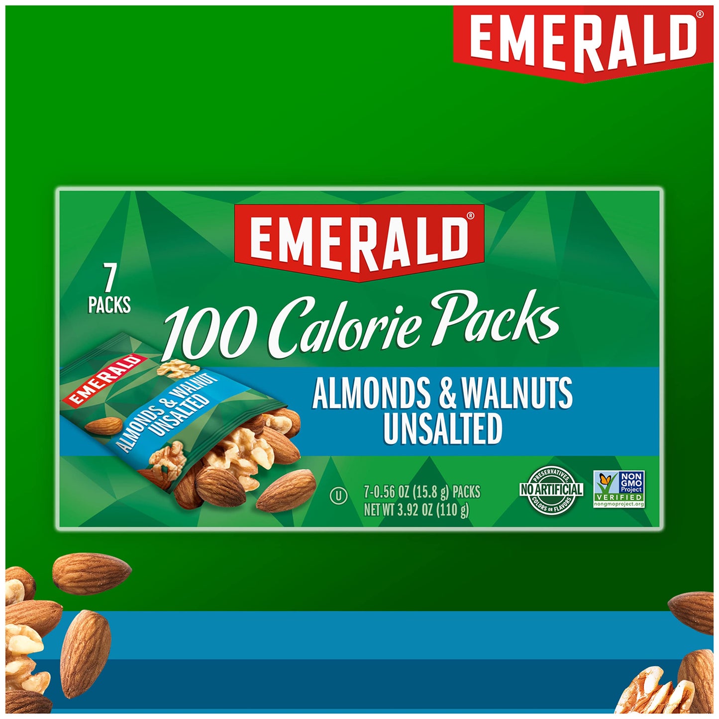 Emerald Nuts Mixed Nuts Variety Pack 18ct (1-Pack) , 100-Calorie Individual Packs , Features Dry Roasted Almonds, Natural Almonds & Walnuts, and Roasted & Salted Cashews