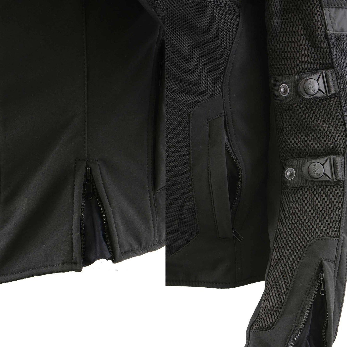 Milwaukee Leather MPL2775 Black Armored Textile Motorcycle Jacket for Women - All Season Jacket w/Removable Liner
